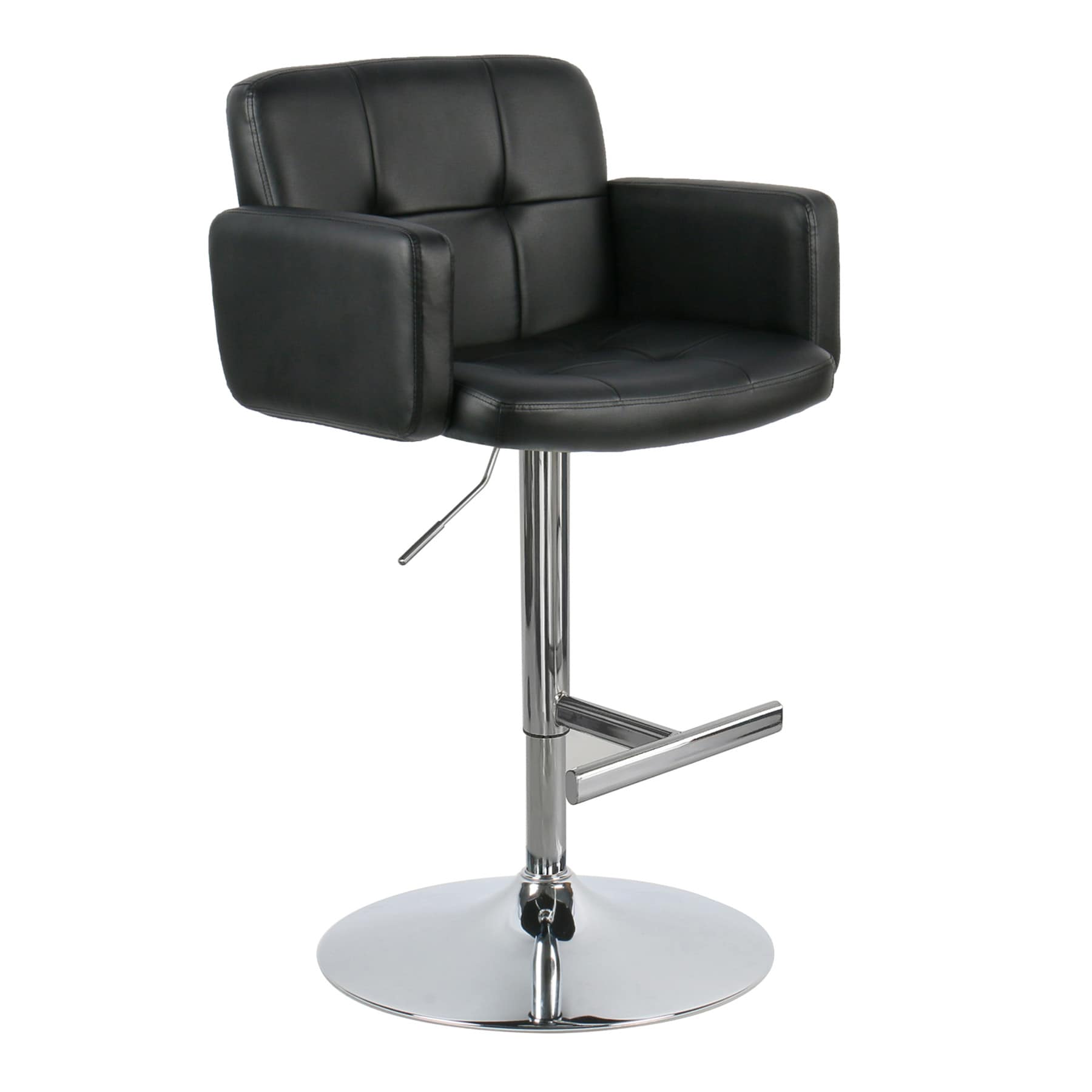 Crosby St. Stout Adjustable Faux Leather Barstool, Black