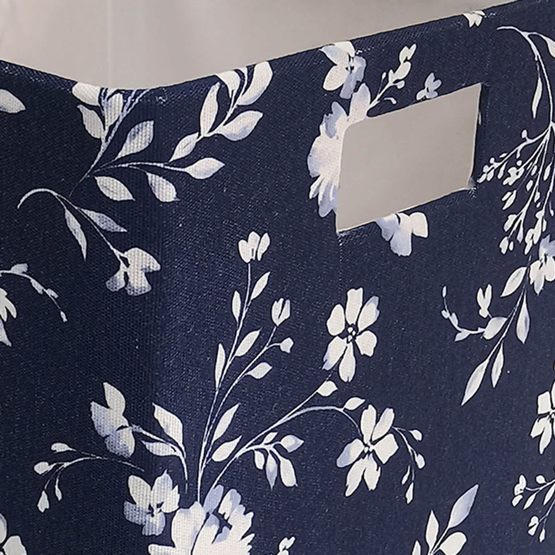Blue Dark Floral Fabric Modular Storage Cube, 10.5"