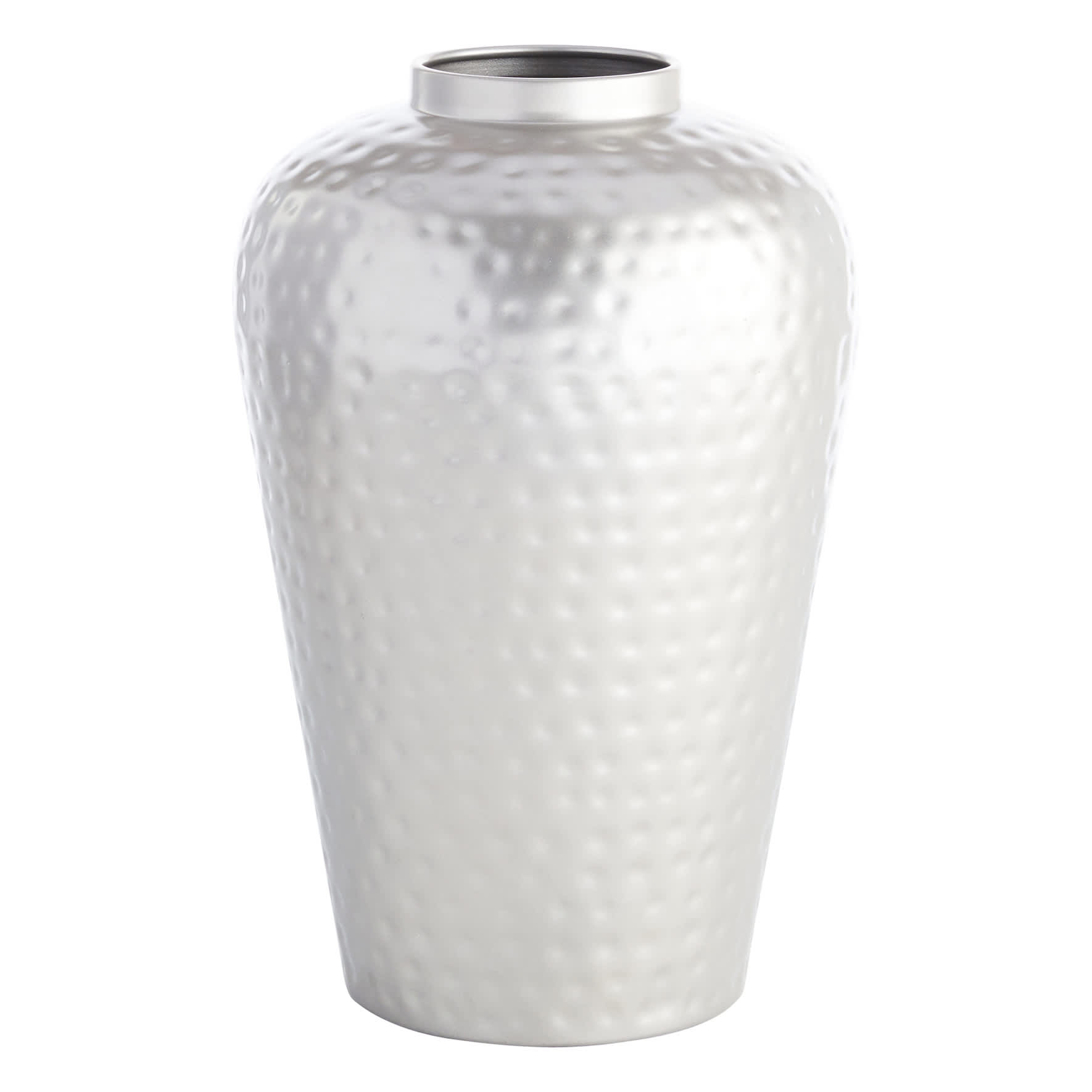 Silver Hammered Metal Vase, 15.5"