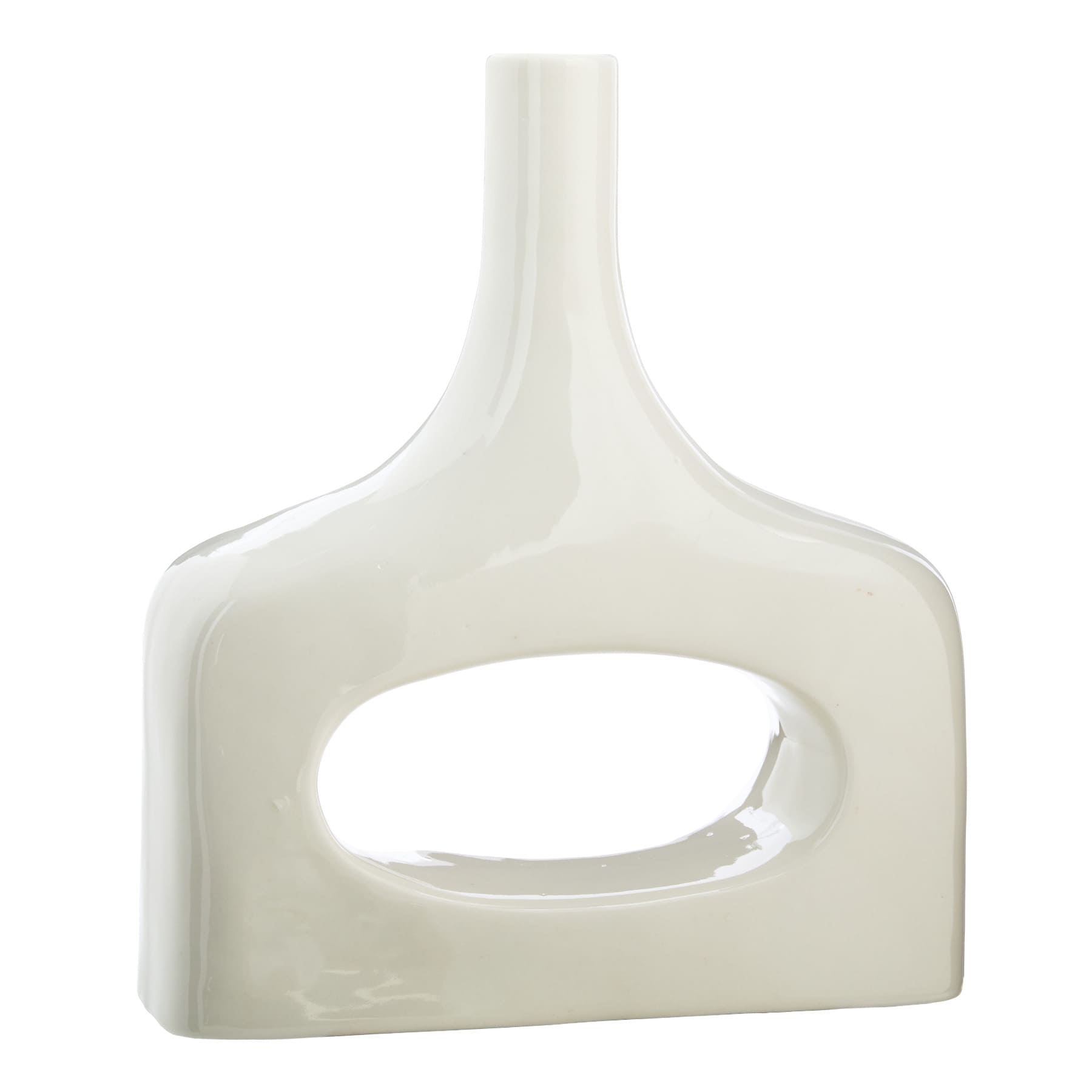 Crosby St. White Open Ceramic Vase, 9.5"