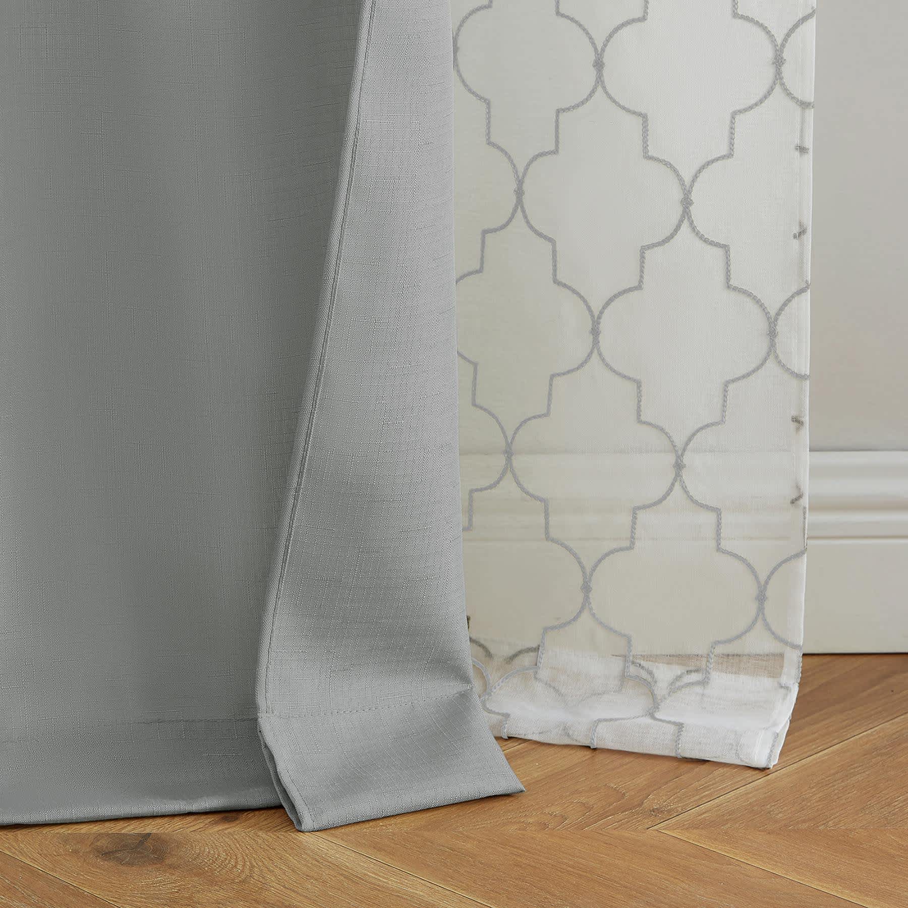 4-Pack Ryder & Northport Grey Embroidered Light Filtering Curtain Panels, 84"