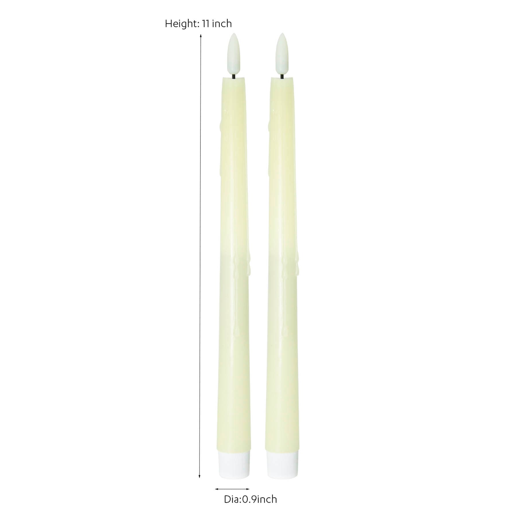 2-Pack Ivory LED Taper Candles, 11"