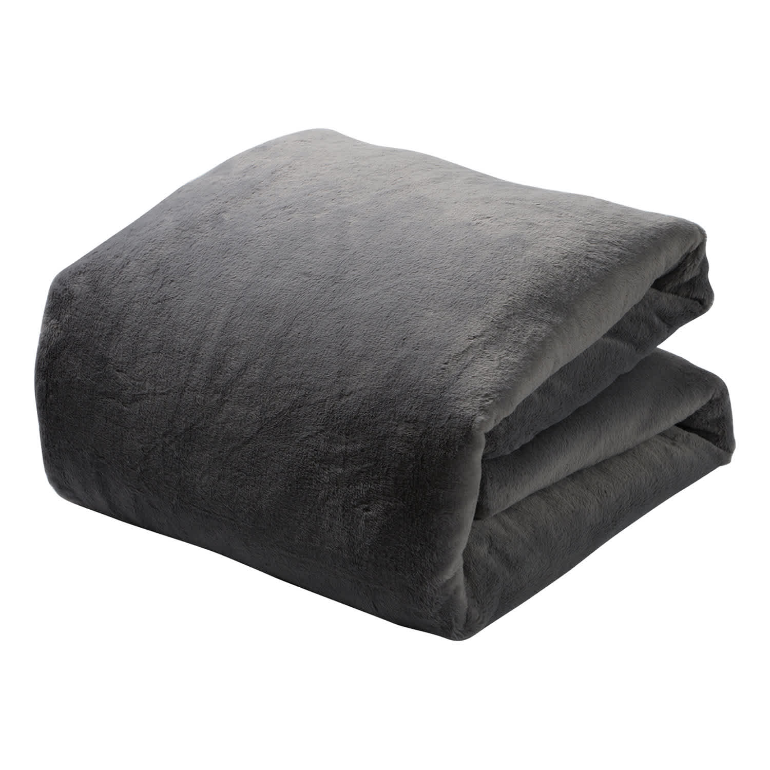 Honeybloom 3-Piece Dark Grey Faux Fur Comforter Set, Full/Queen