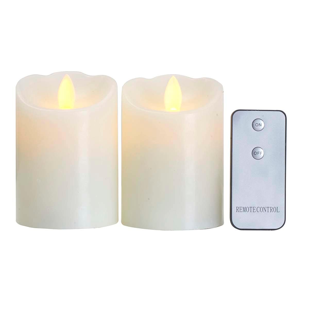 2-Pack White LED Realistic Pillar Candles, 3x4