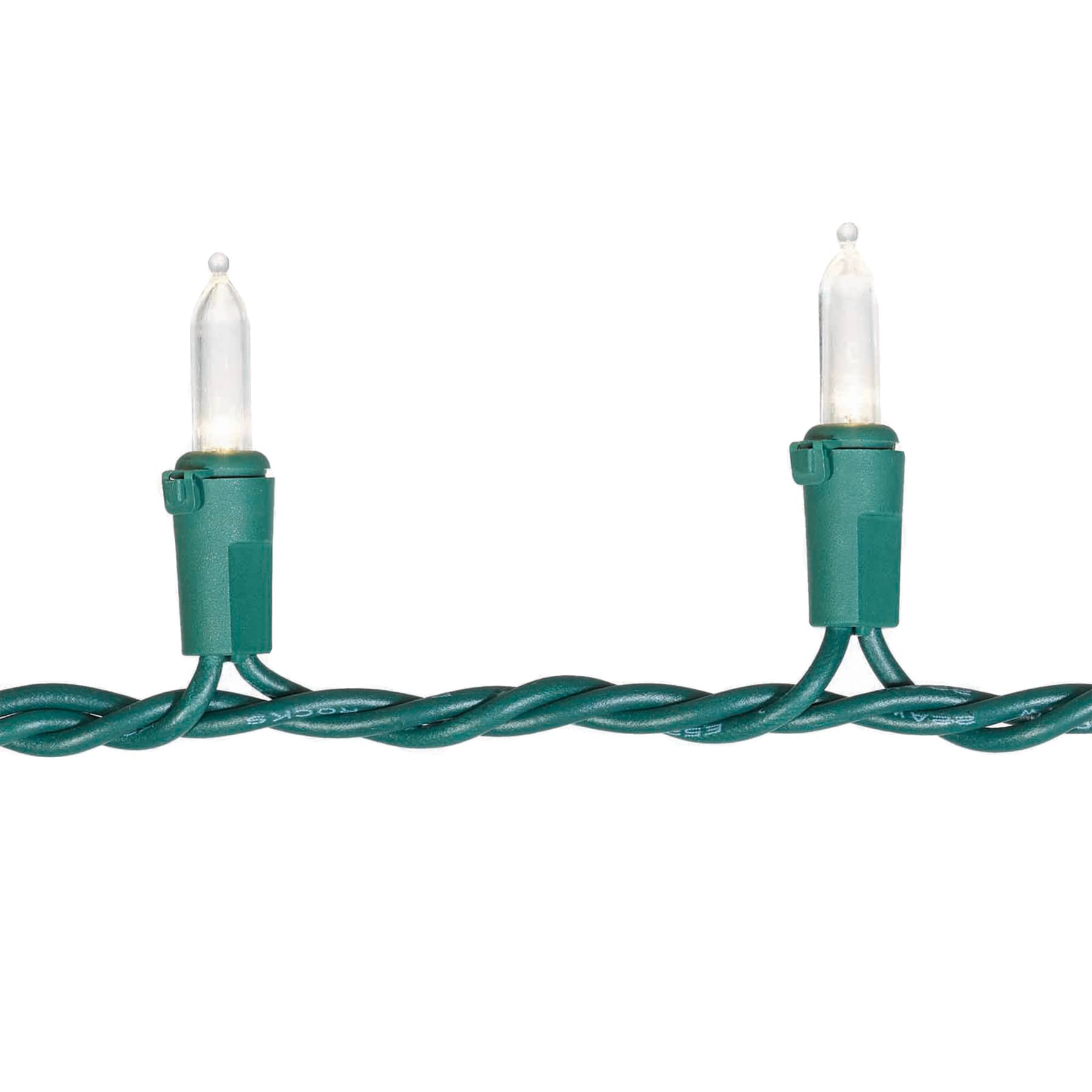 100-Count Warm White LED Mini Lights with Green Wire