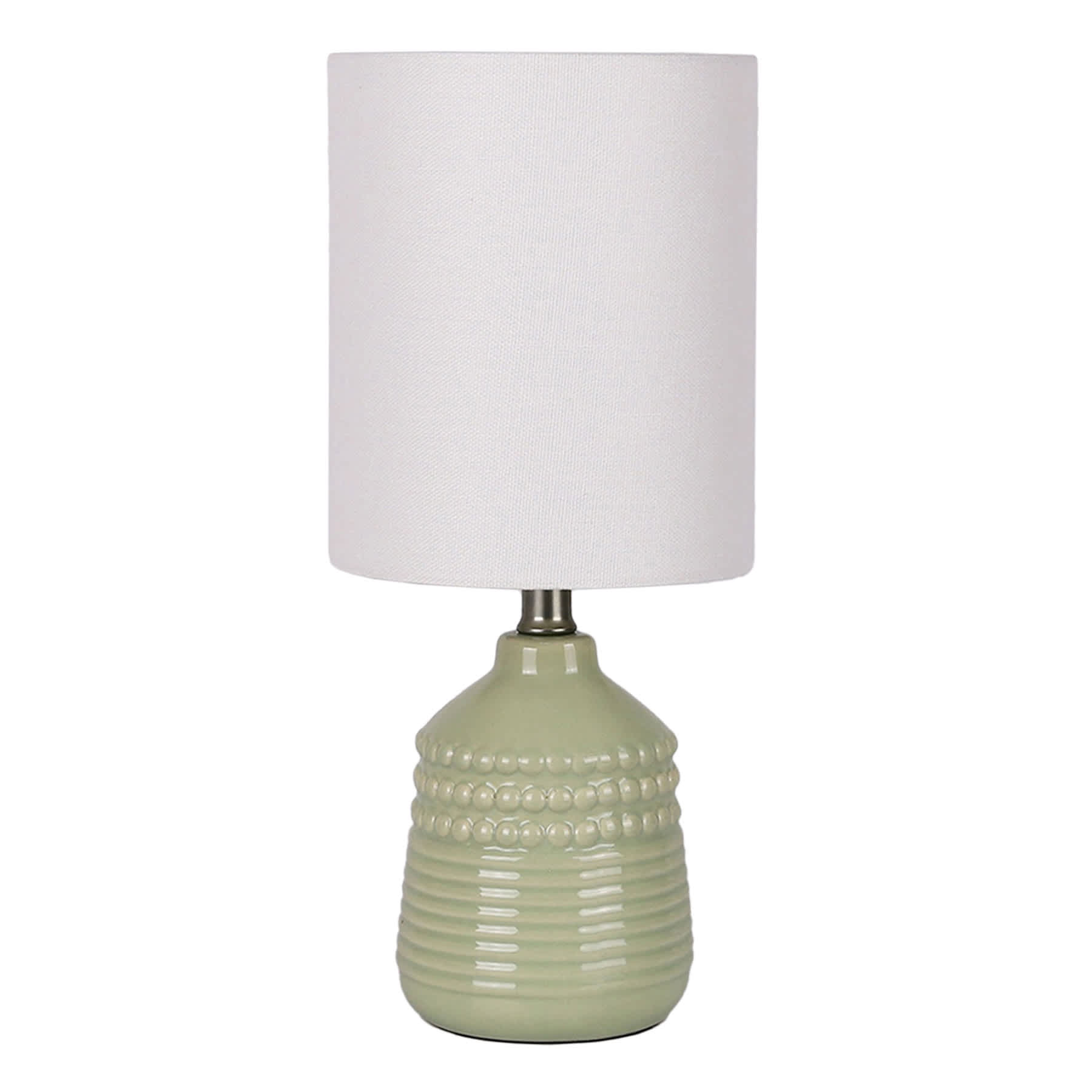 Honeybloom Green Ceramic Dot Mini Table Lamp with Shade, 12"