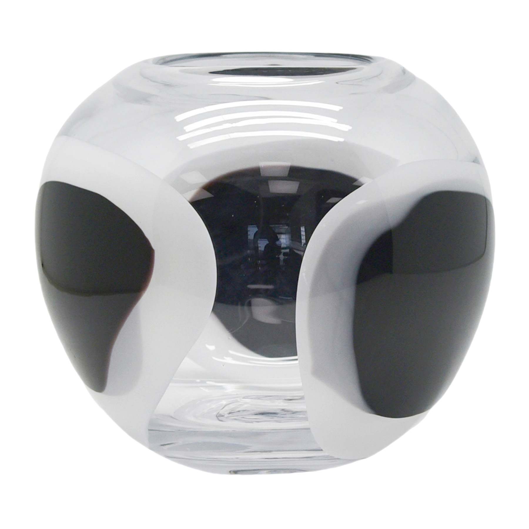 Black & White Dot Art Glass Vase, 8x7