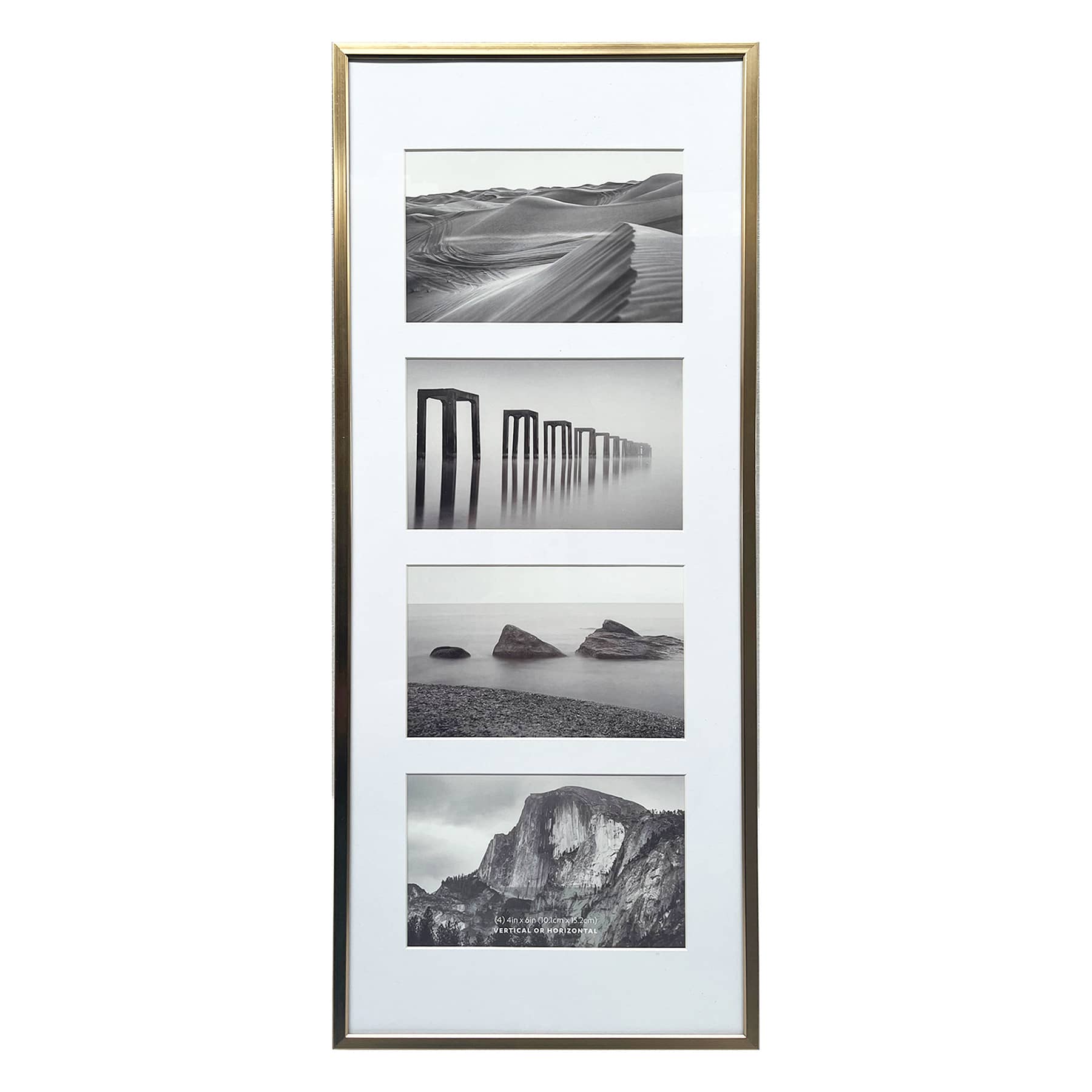4-Opening Champagne Thin Collage Picture Frame, 8x20