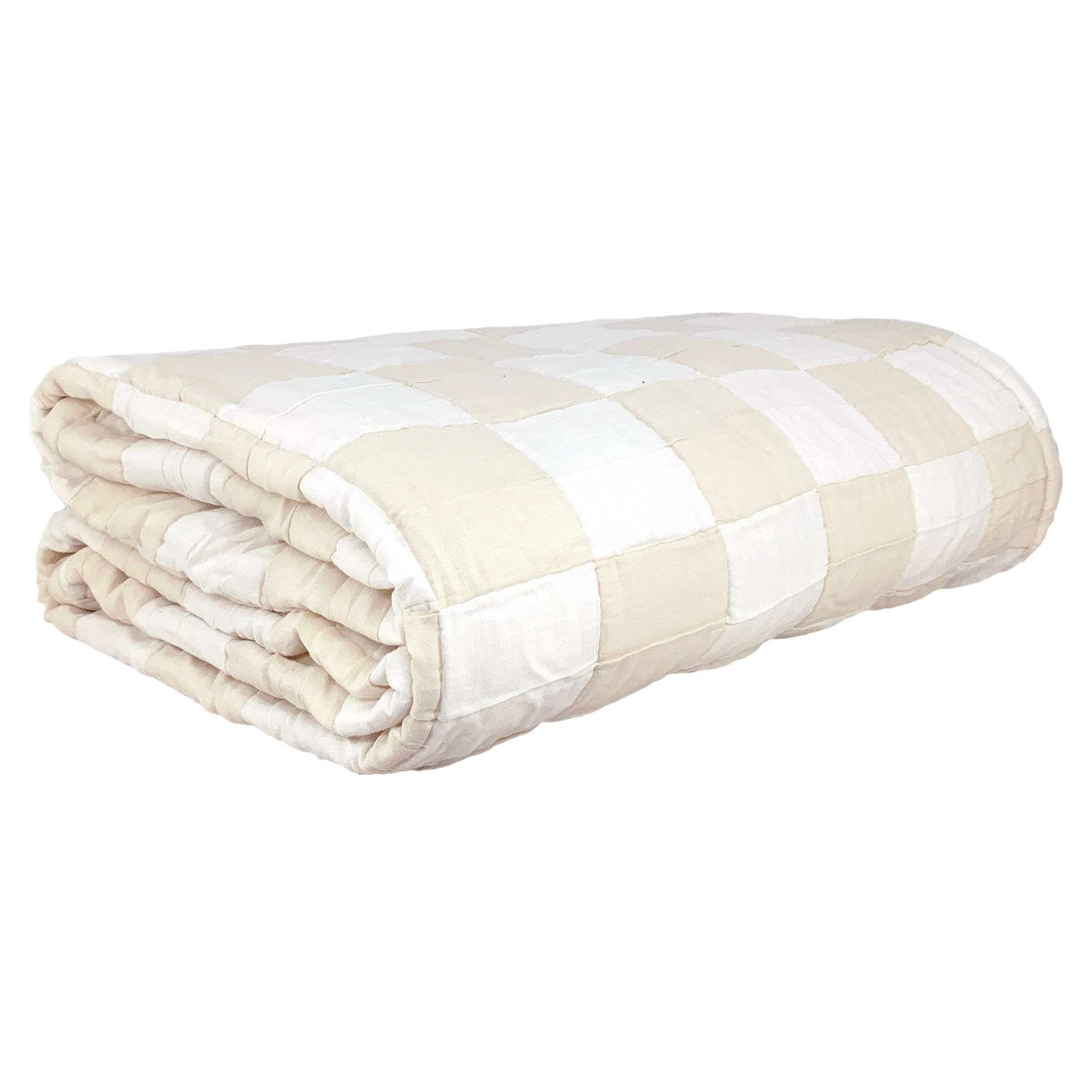Honeybloom 3-Piece Taupe Checkered Metalasse Coverlet Set, Full/Queen