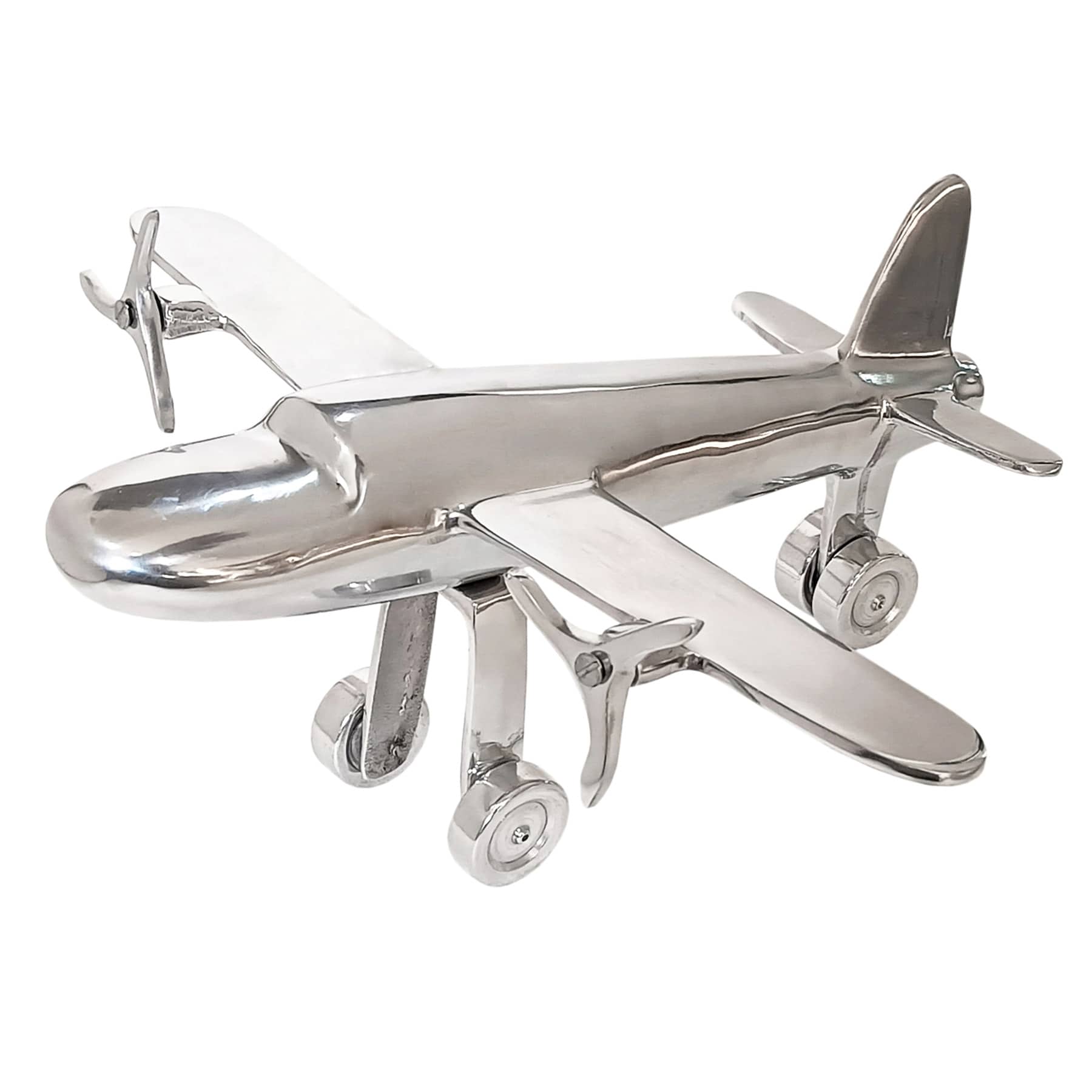 Decorative Silver Aluminum Airplane, 13x11