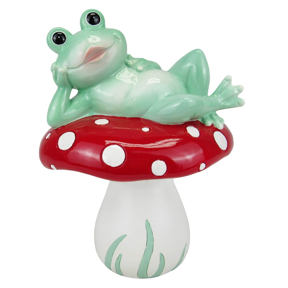 Sunny Club Frog On Mushroom Outdoor Garden Statue, 8"