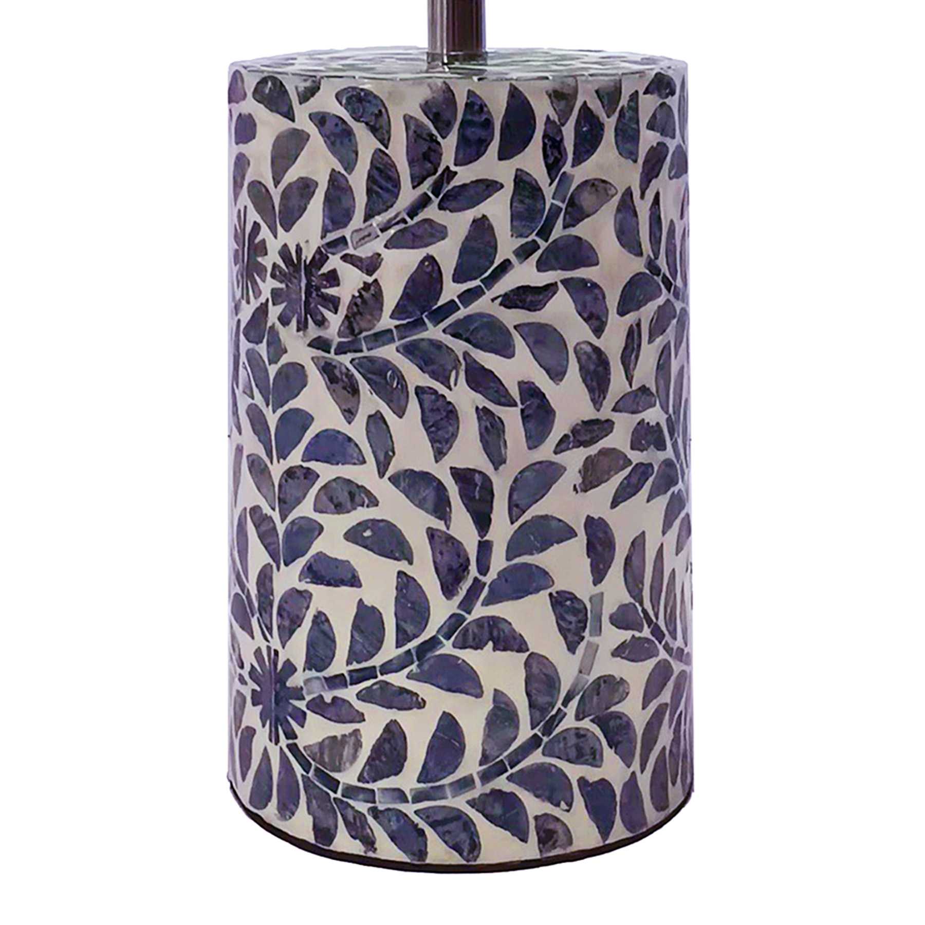 Tracey Boyd Black & White Inlay Mosaic Small Table Lamp with Shade, 18"