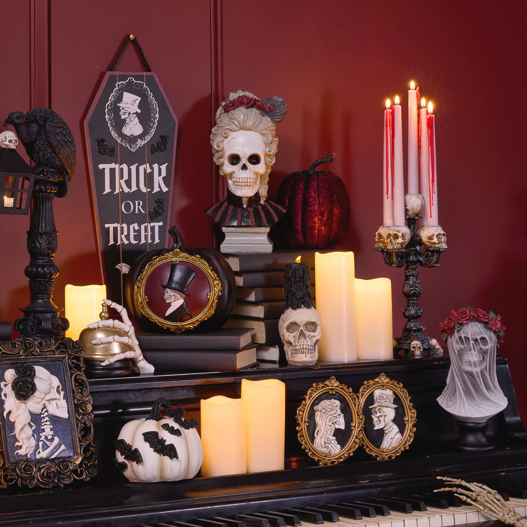 Skeleton Woman Portrait Halloween Wall Decor, 8x10