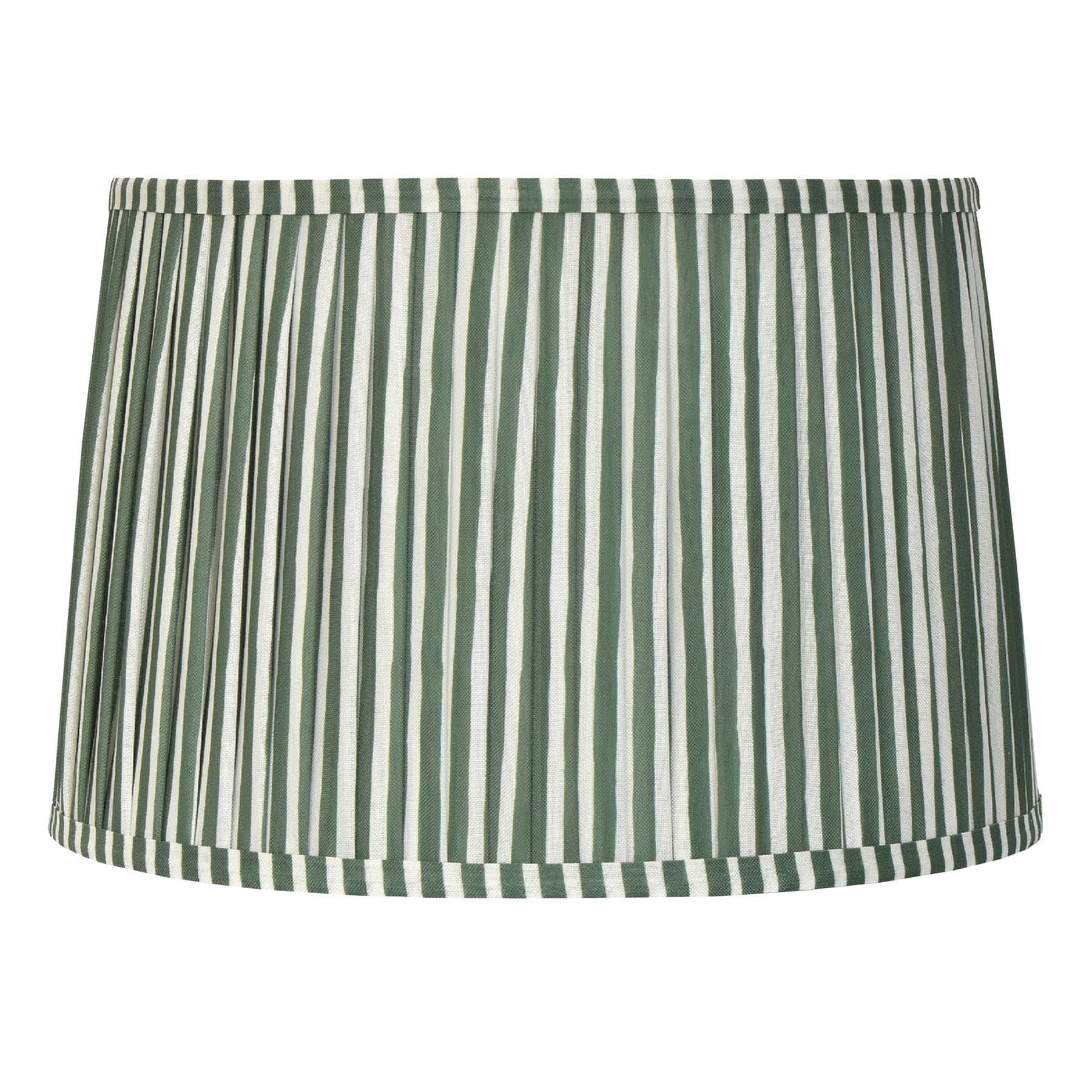 Green Striped Pleated Medium Lamp Shade, 13x15x10