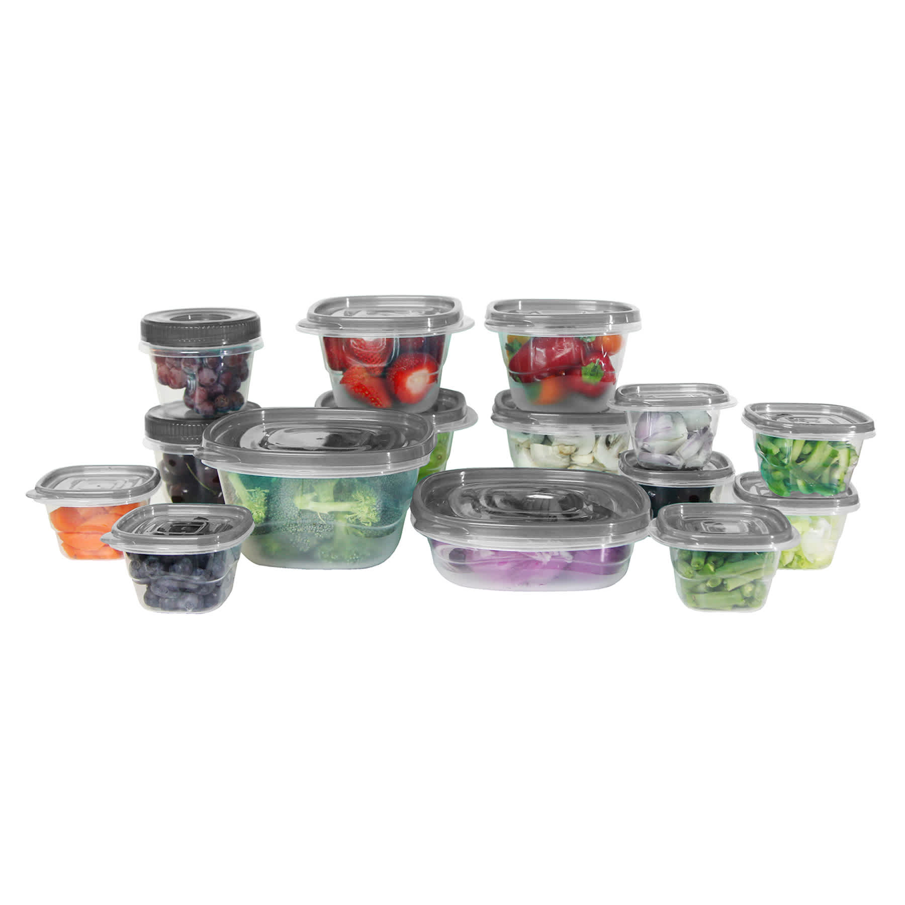 30-Piece Plastic Food Storage Container Set, Grey
