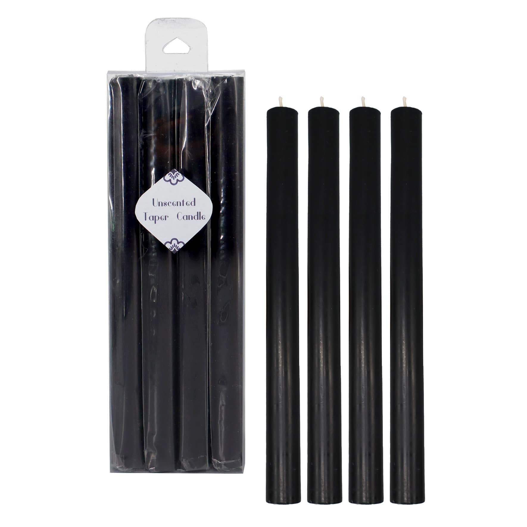 Tracey Boyd 4-Pack Black Unscented Taper Candles, 10"