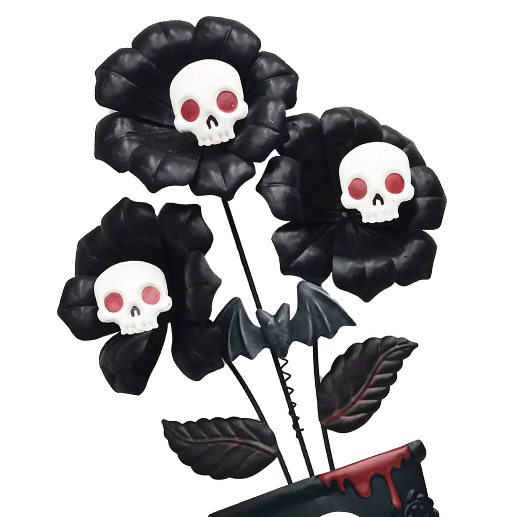 Grim Gardens Skulls & Flowers Yardstake, 29.5"