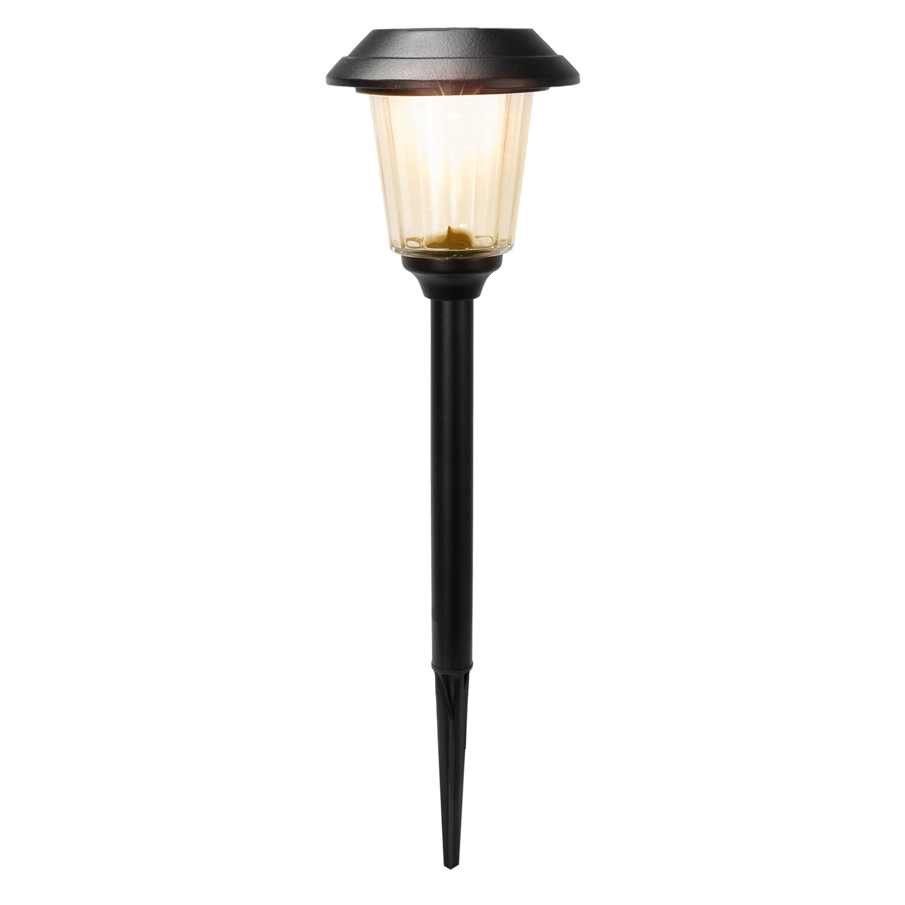 10-Lumen Solar Black Lined Glass Pathway Light