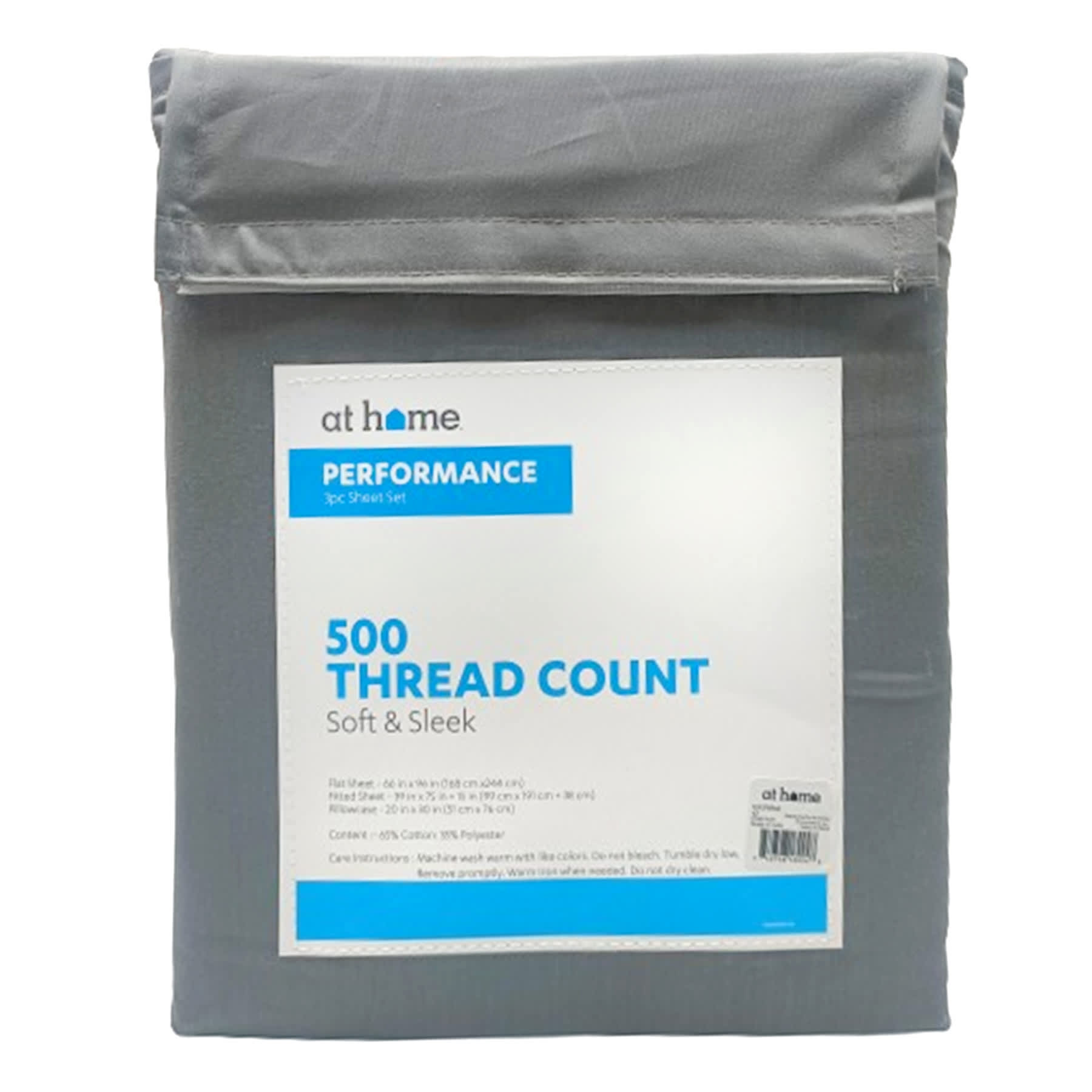 3-Piece Charcoal 500 Thread Count Performance Sheet Set, Twin