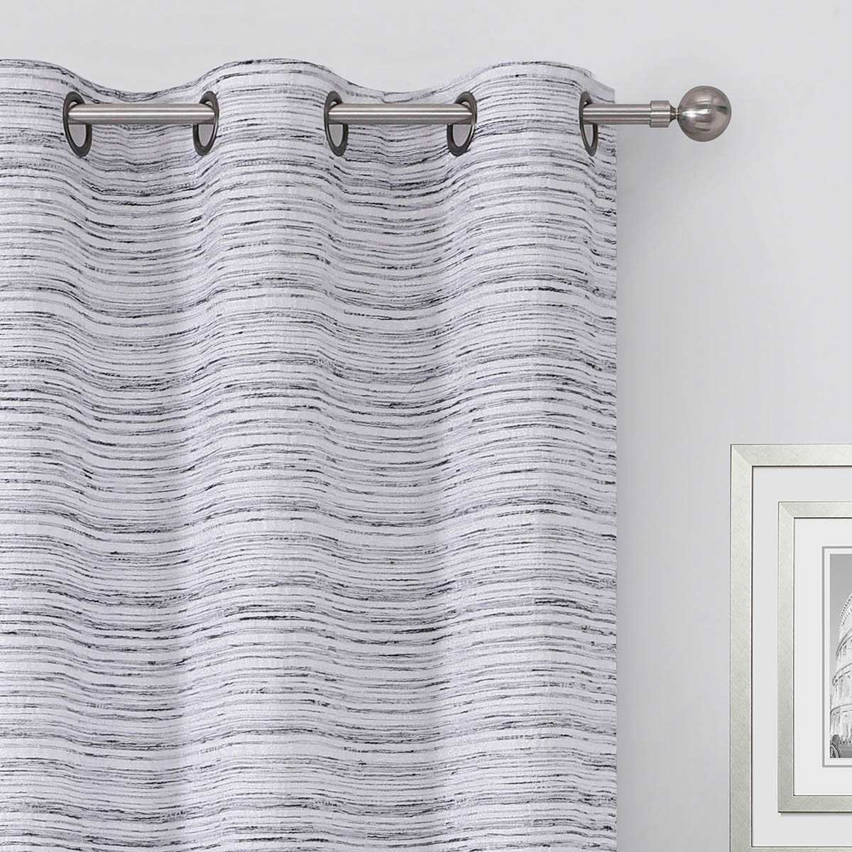 Navy Textured Chenille Light Filtering Grommet Curtain Panel, 84"