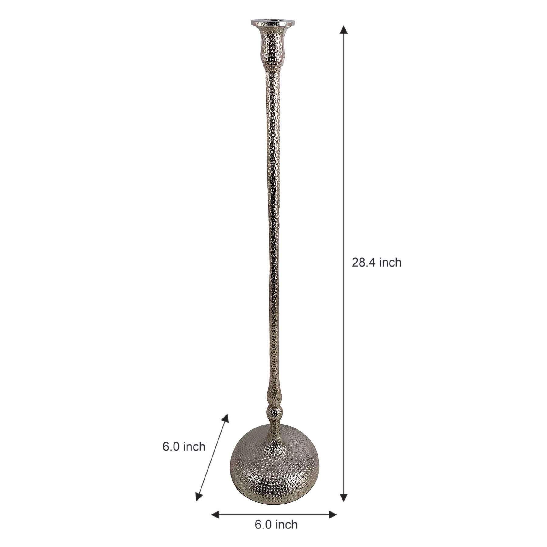 Silver Cast Taper Candleholder, 28"
