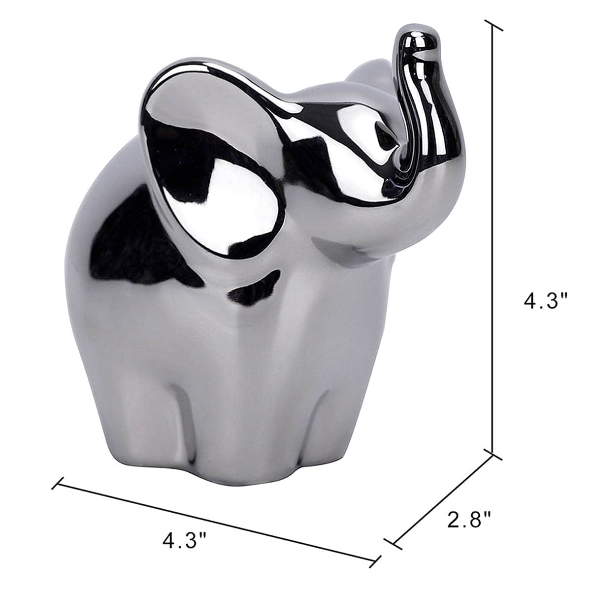 Silver Ceramic Elephant, 4"