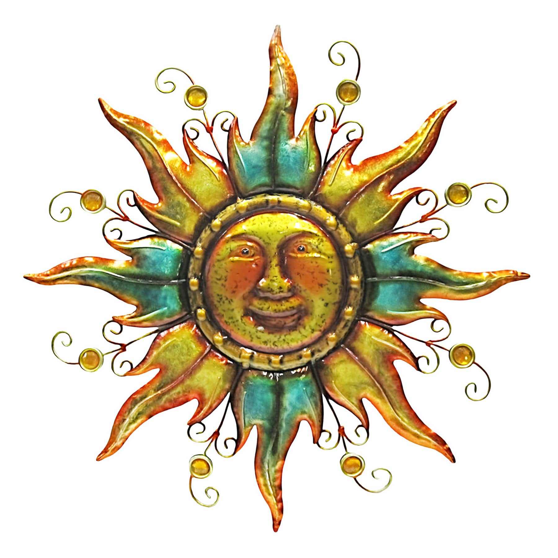 Two-Tone Metal Sun Face Outdoor Wall Decor, 22.7"