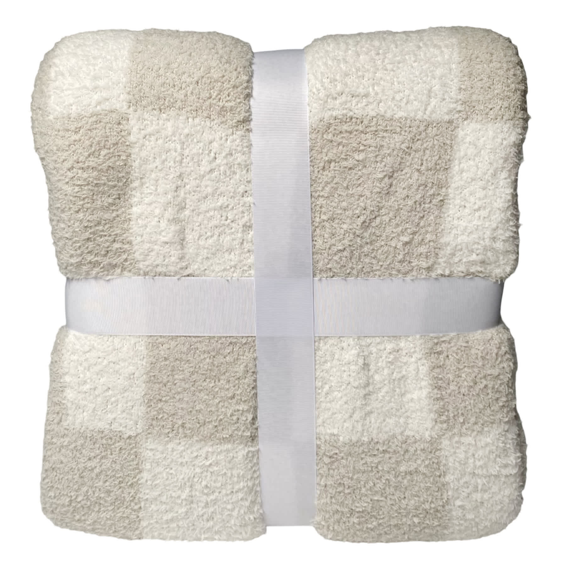Honeybloom Grey Checkered Cozy Knit Throw Blanket, 50x60
