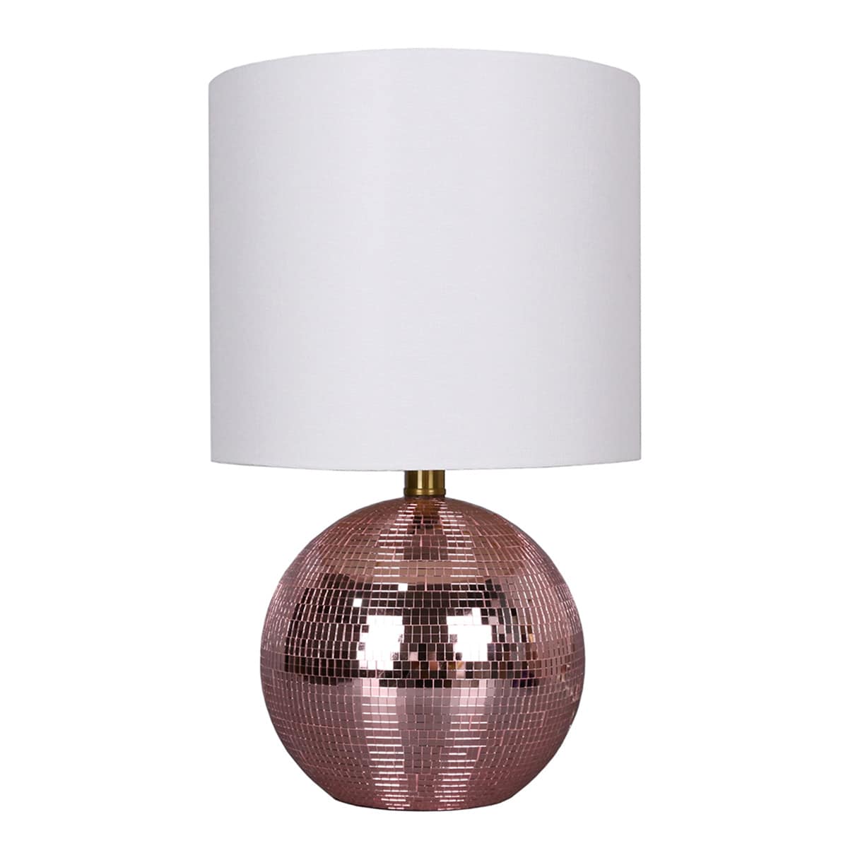 Pink Glass Disco Ball Lamp with Shade, 17.5"