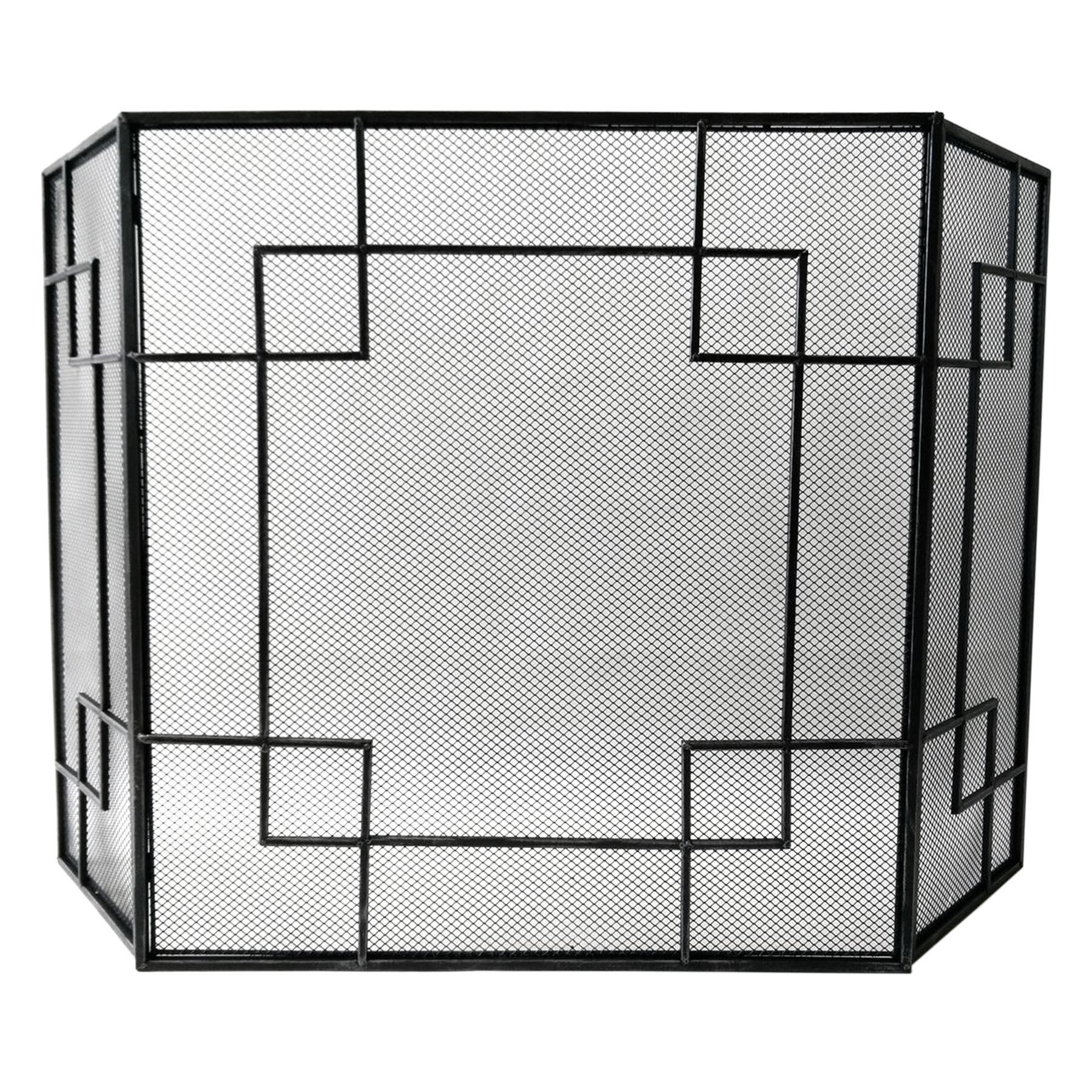 Pewter Metal Square Fireplace Screen