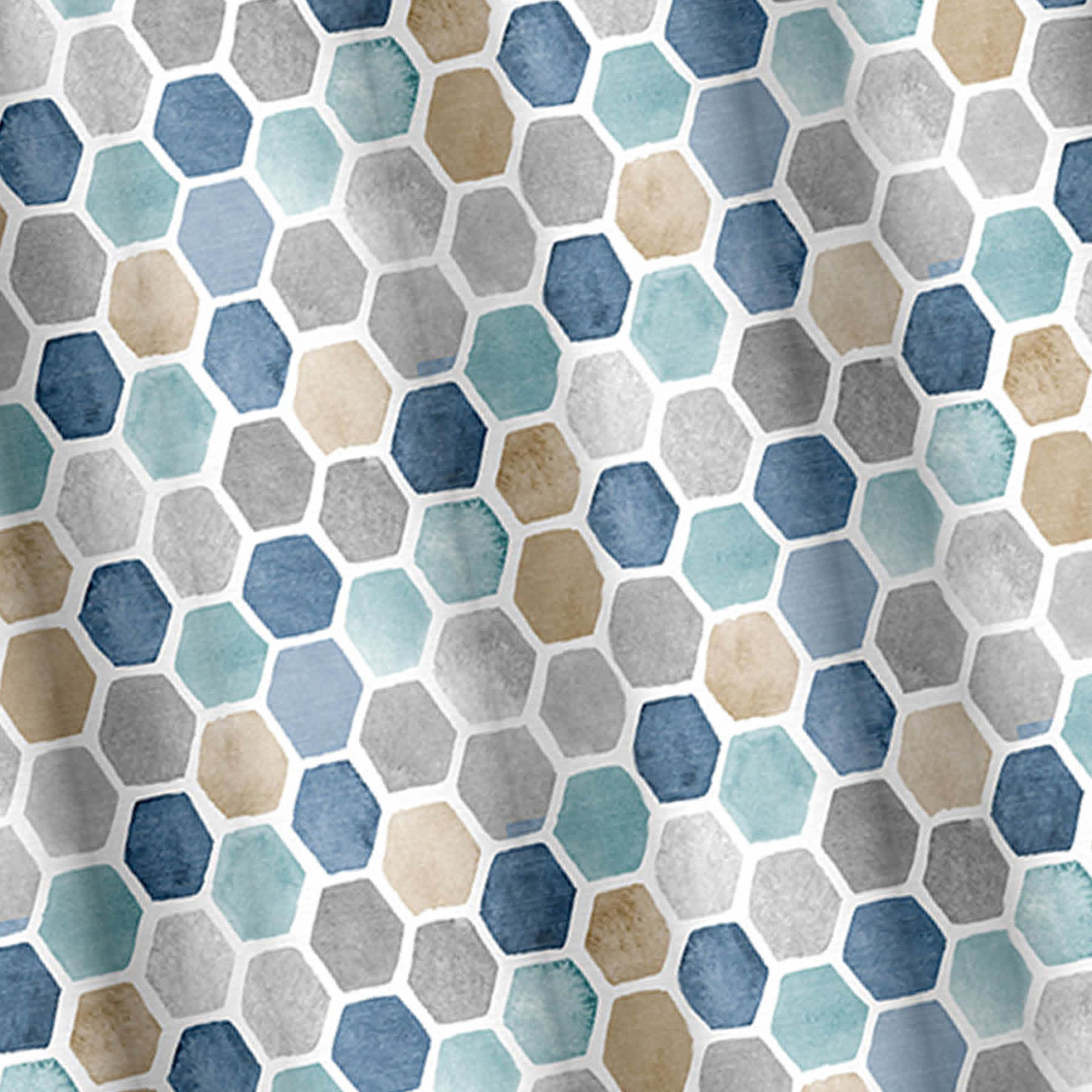 13-Piece Blue Pebble Print Shower Curtain Set, 72"