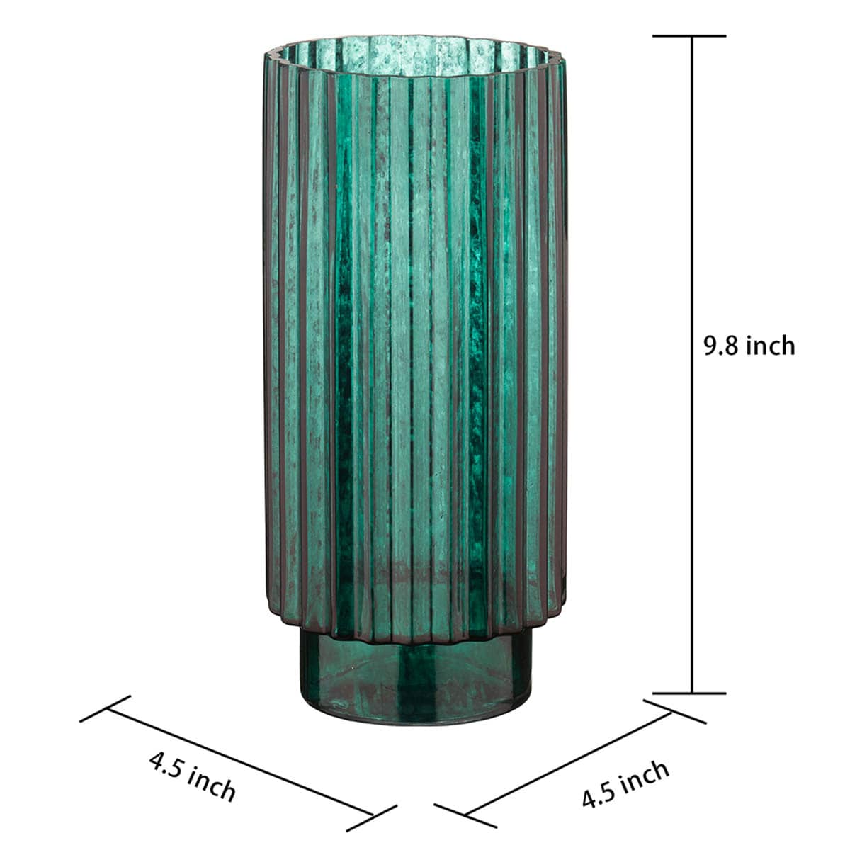 Found & Fable Green Ribbed Glass Vase, 10"