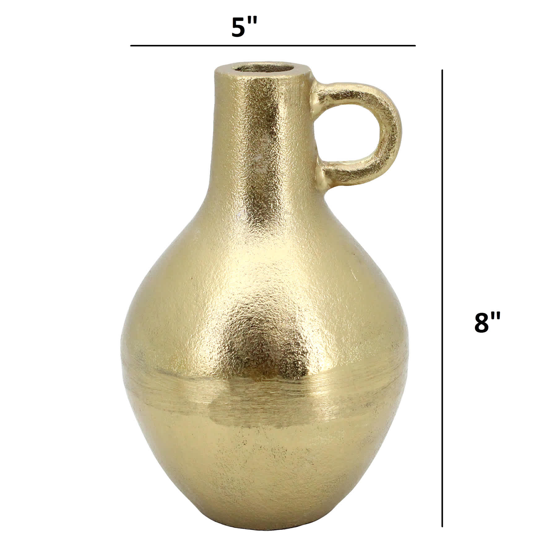 Gold Aluminum Vase with Handles, 8"