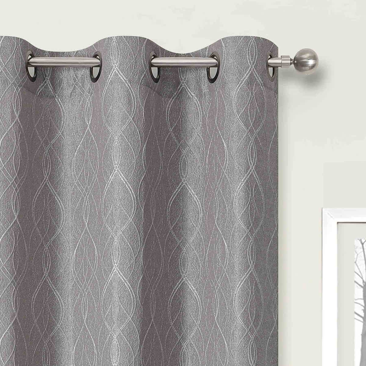 2-Pack Grey Light Filtering Grommet Curtain Panels, 84"