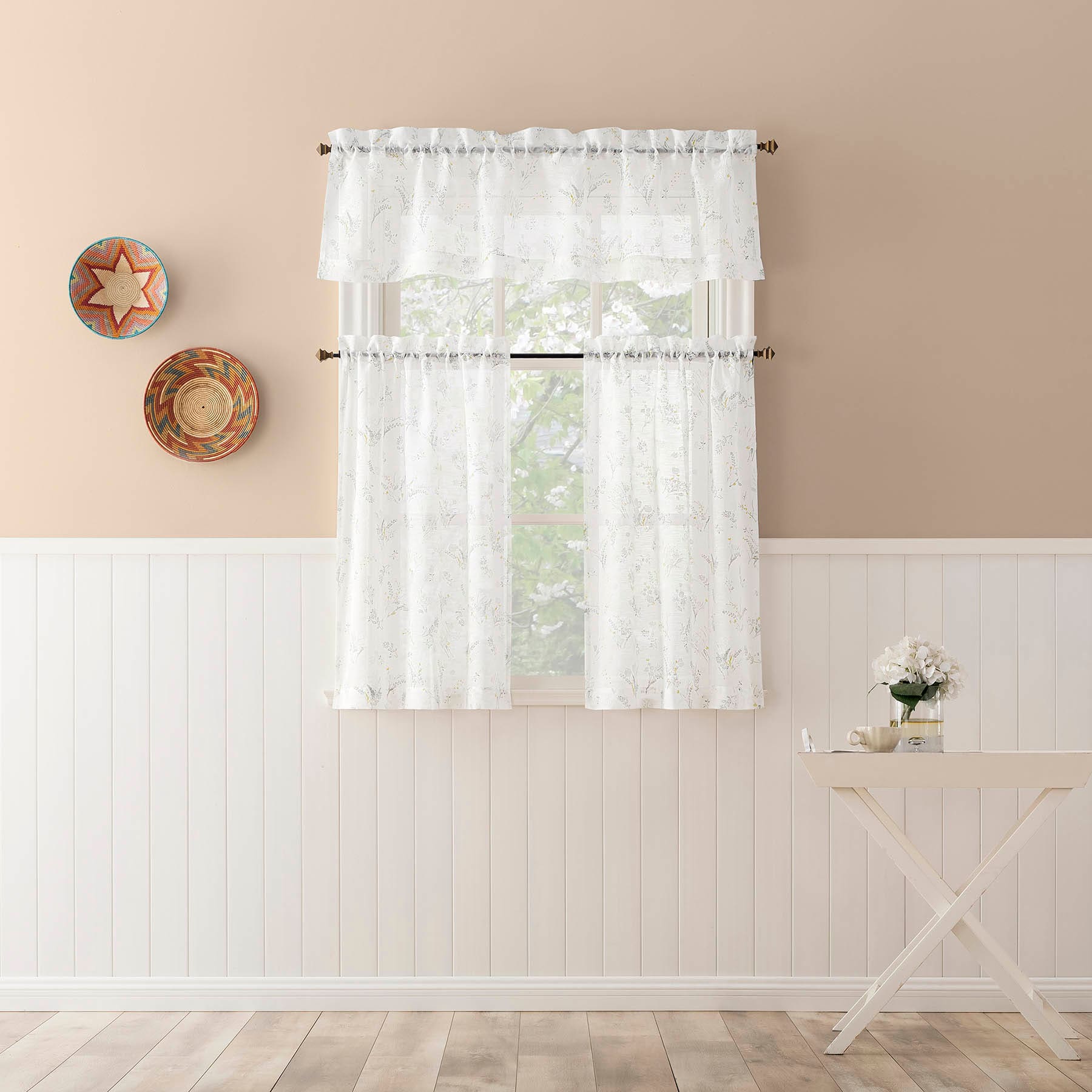 Tillie White Small Window Valance, 54x14