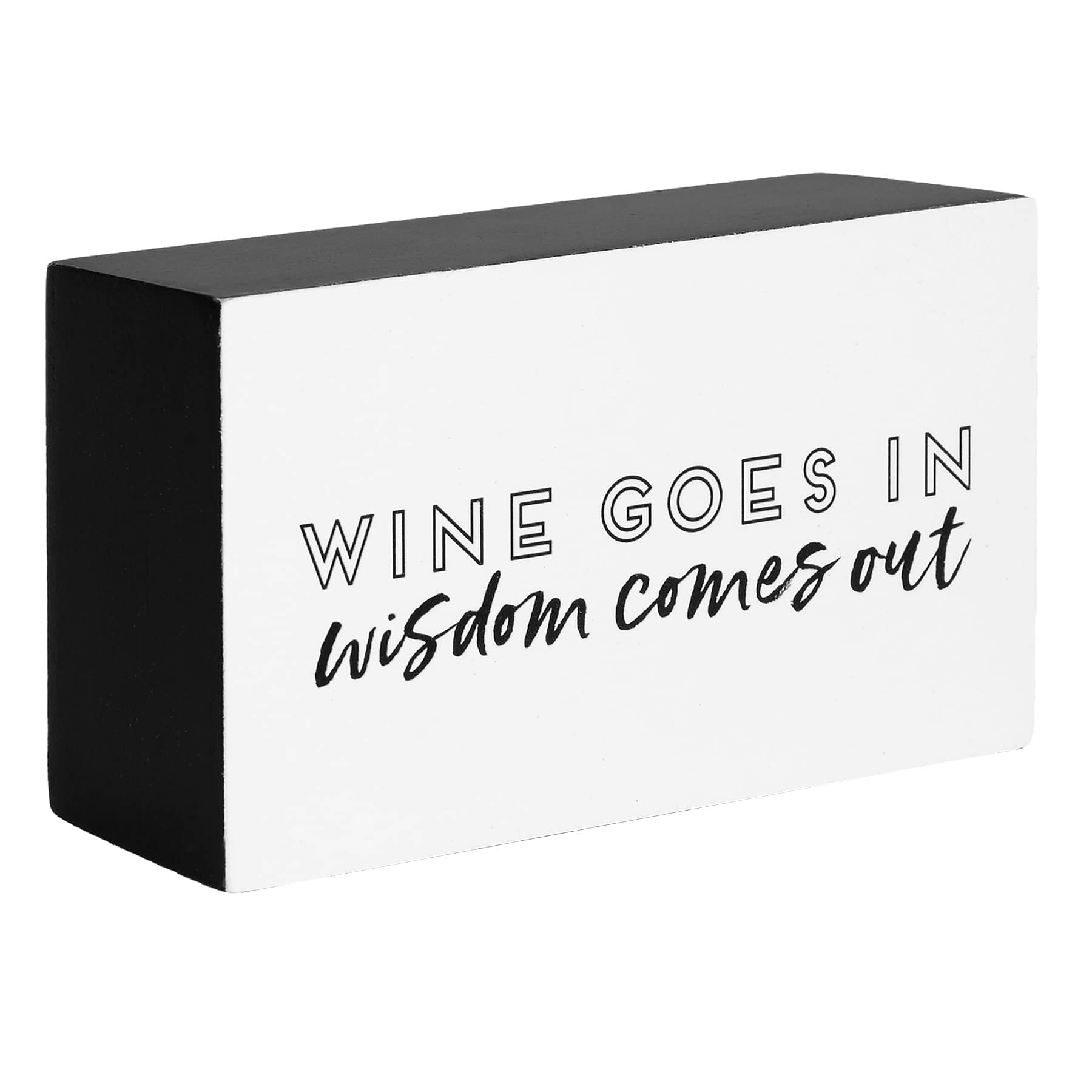 Wine Goes In Decorative Block, 3x5