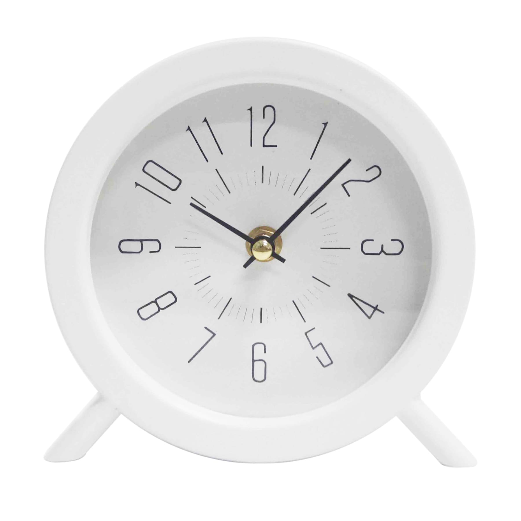 White Metal Round Office Clock, 6"