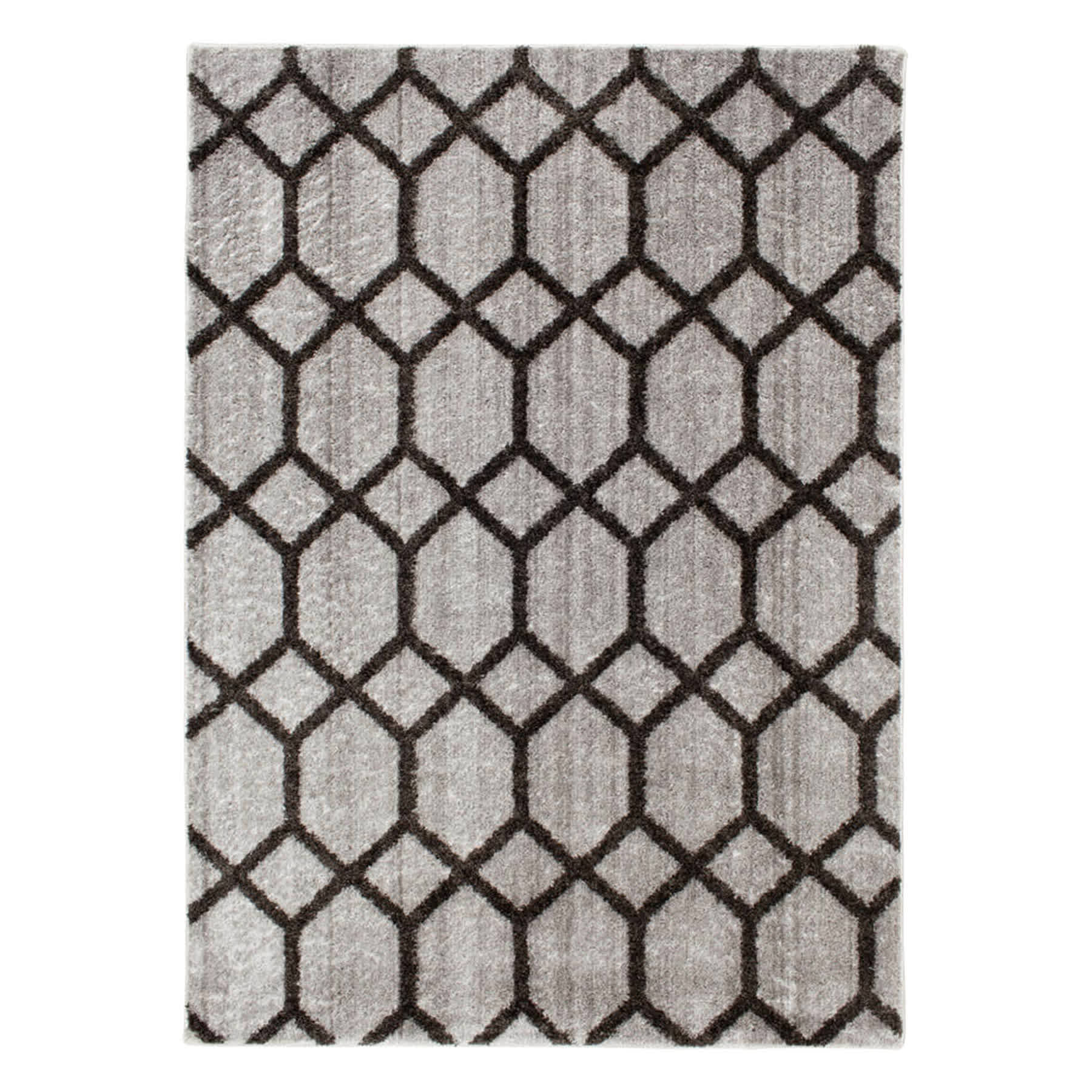 (D439) Zion Black & Grey Tufted Runner with Non-Slip Back, 2x7