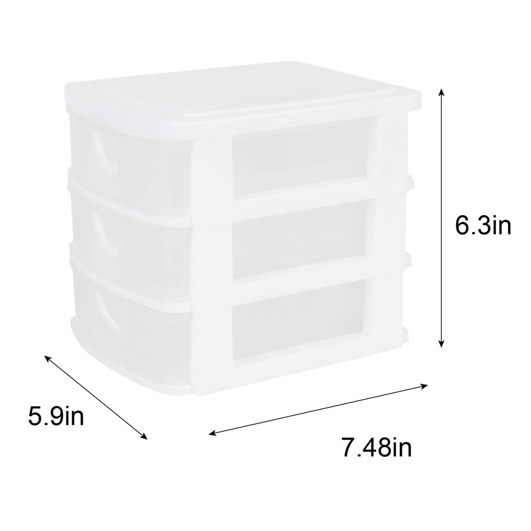 3-Drawer White & Clear Mini Storage Organizer