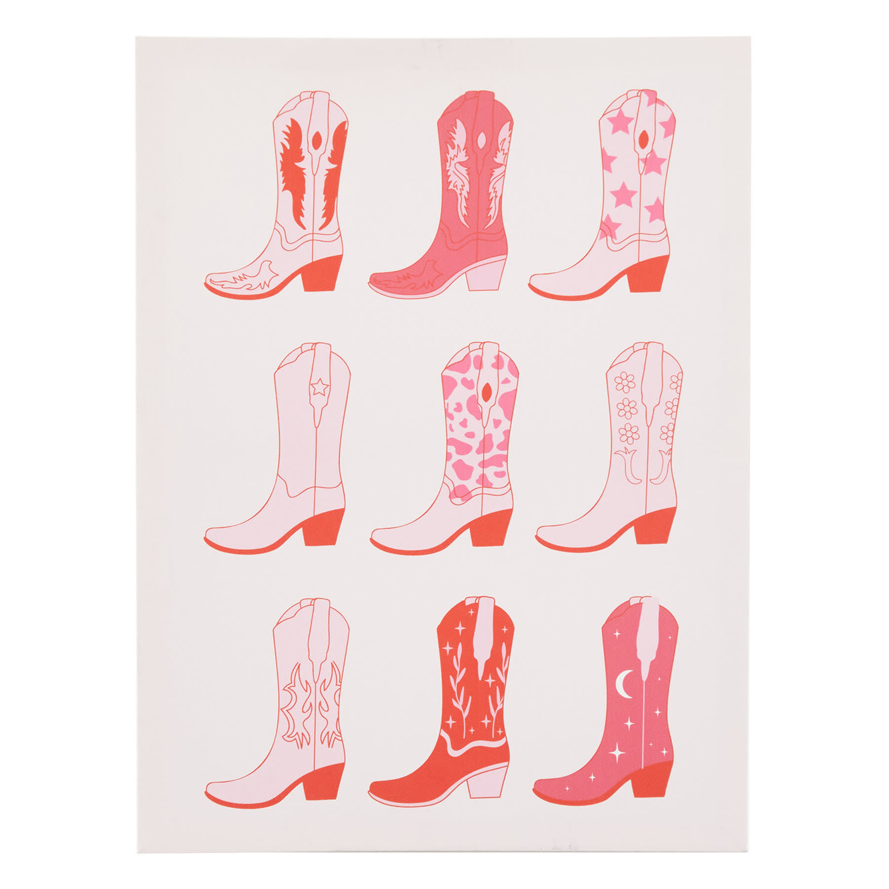 Pink Cowboy Boots Canvas Wall Art, 12x16