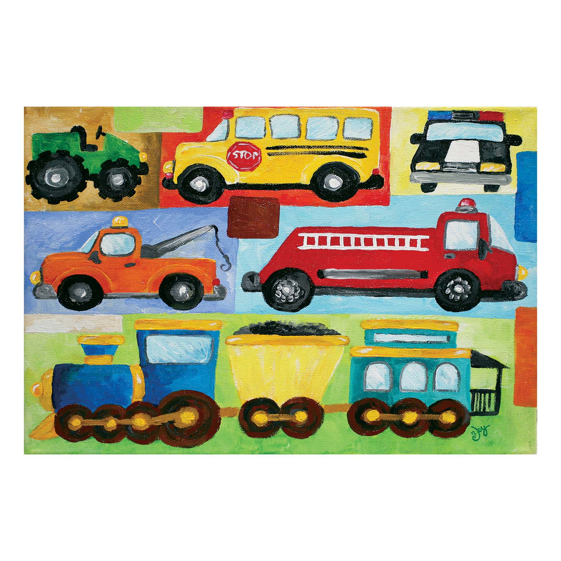 Children's Cars, Trucks & Trains Canvas Wall Art, 22"