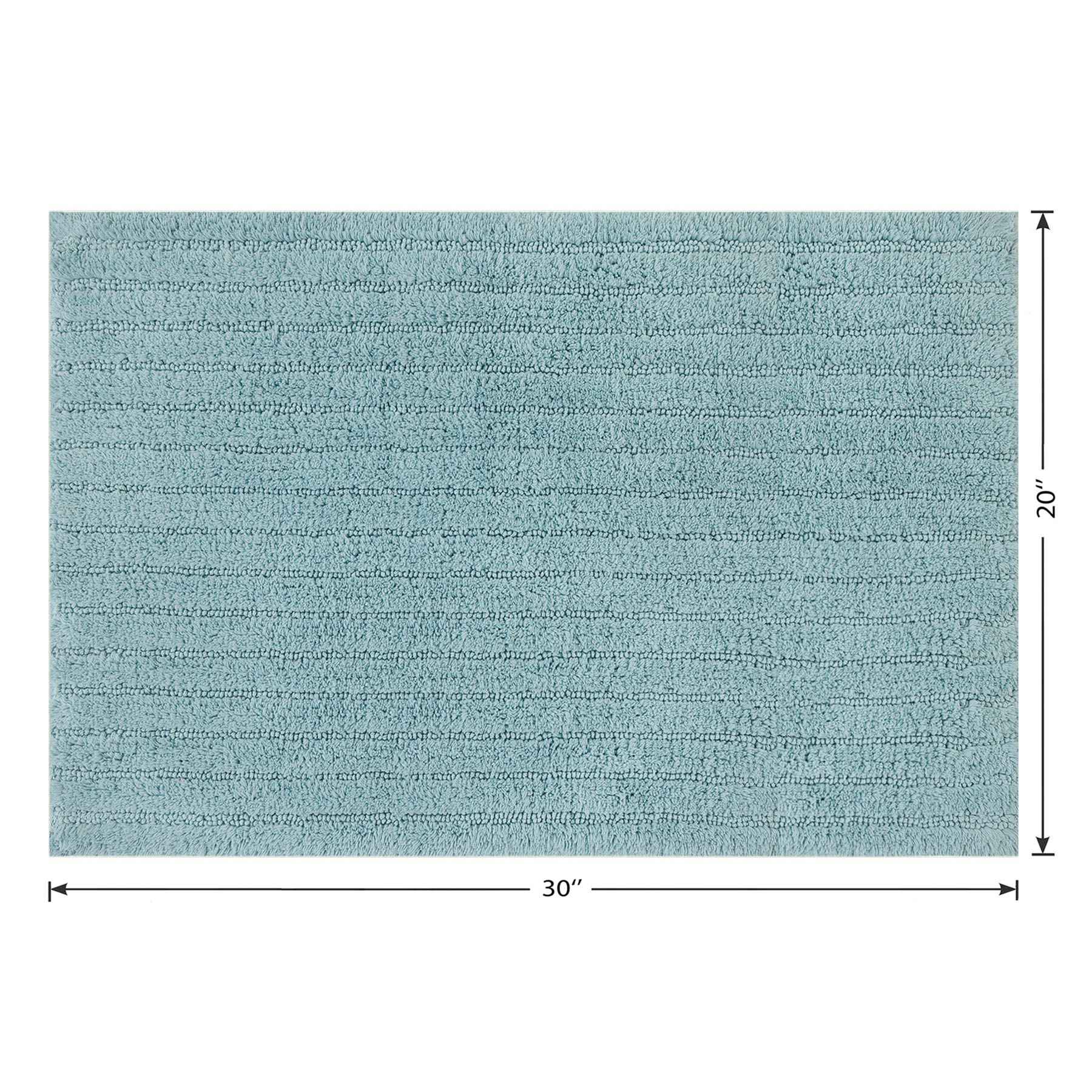 Found & Fable Blue Striped High-Low Bath Rug, 20x30