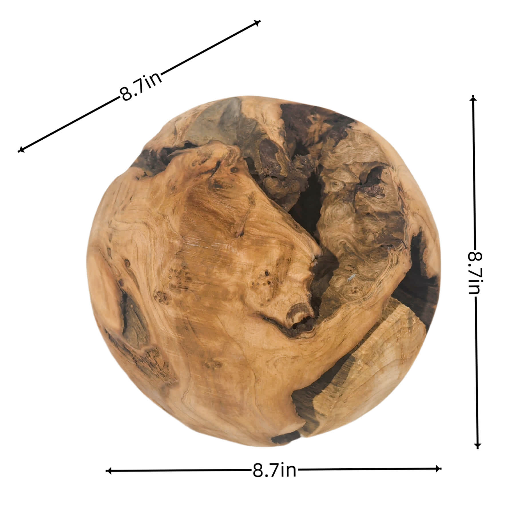 Decorative Wooden Orb, 9"