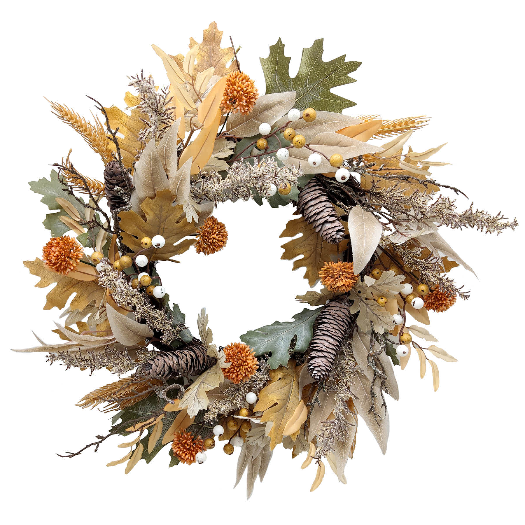 Honeybloom Tan Oak Leaf Wreath, 24"
