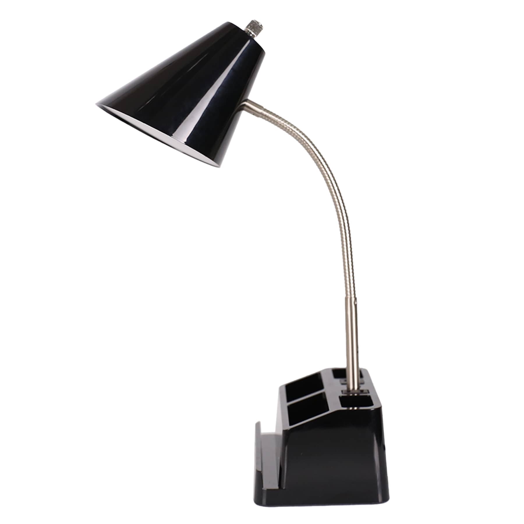 Black Task Organizer Lamp, 16"