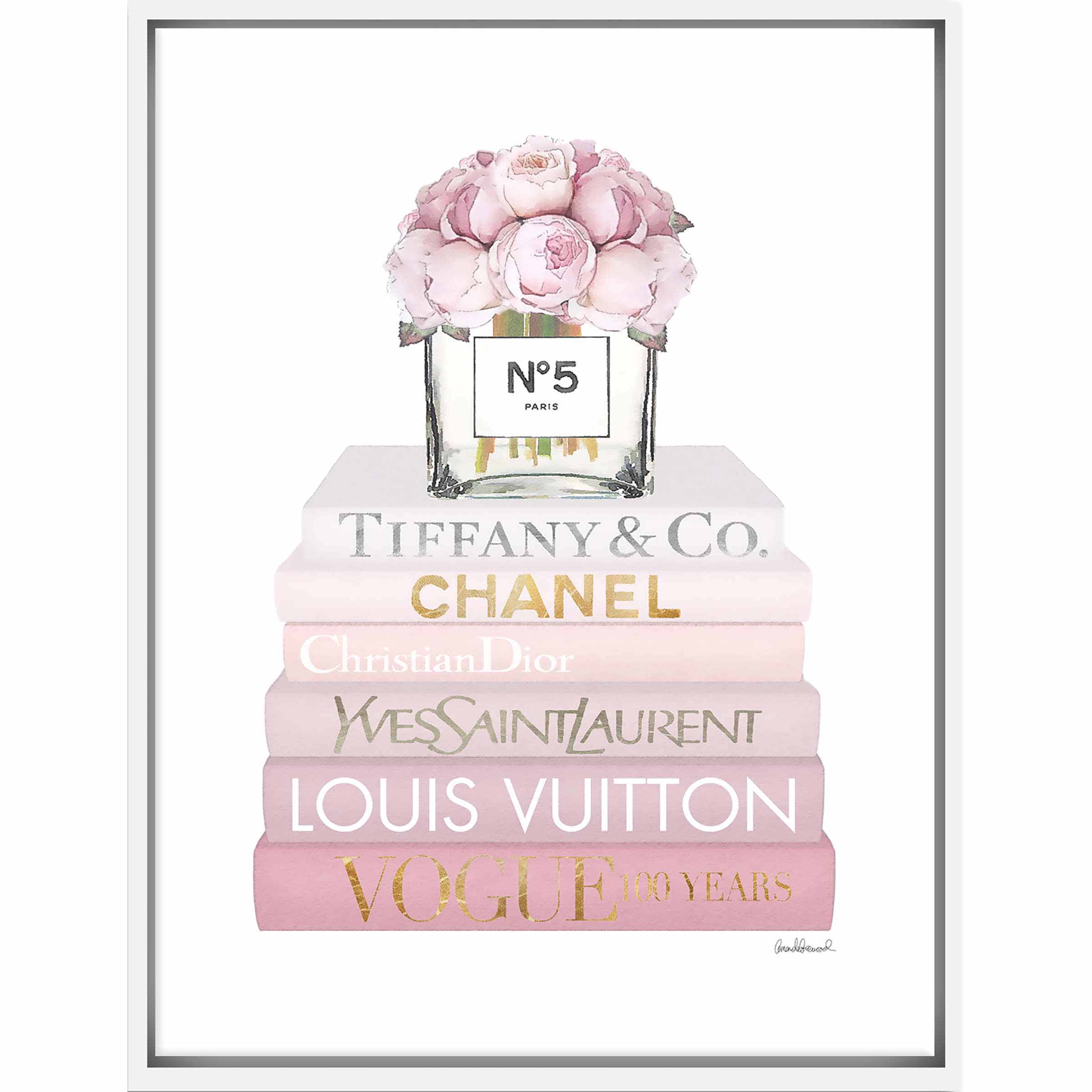 Framed Glam Books Canvas Wall Art, 12x16