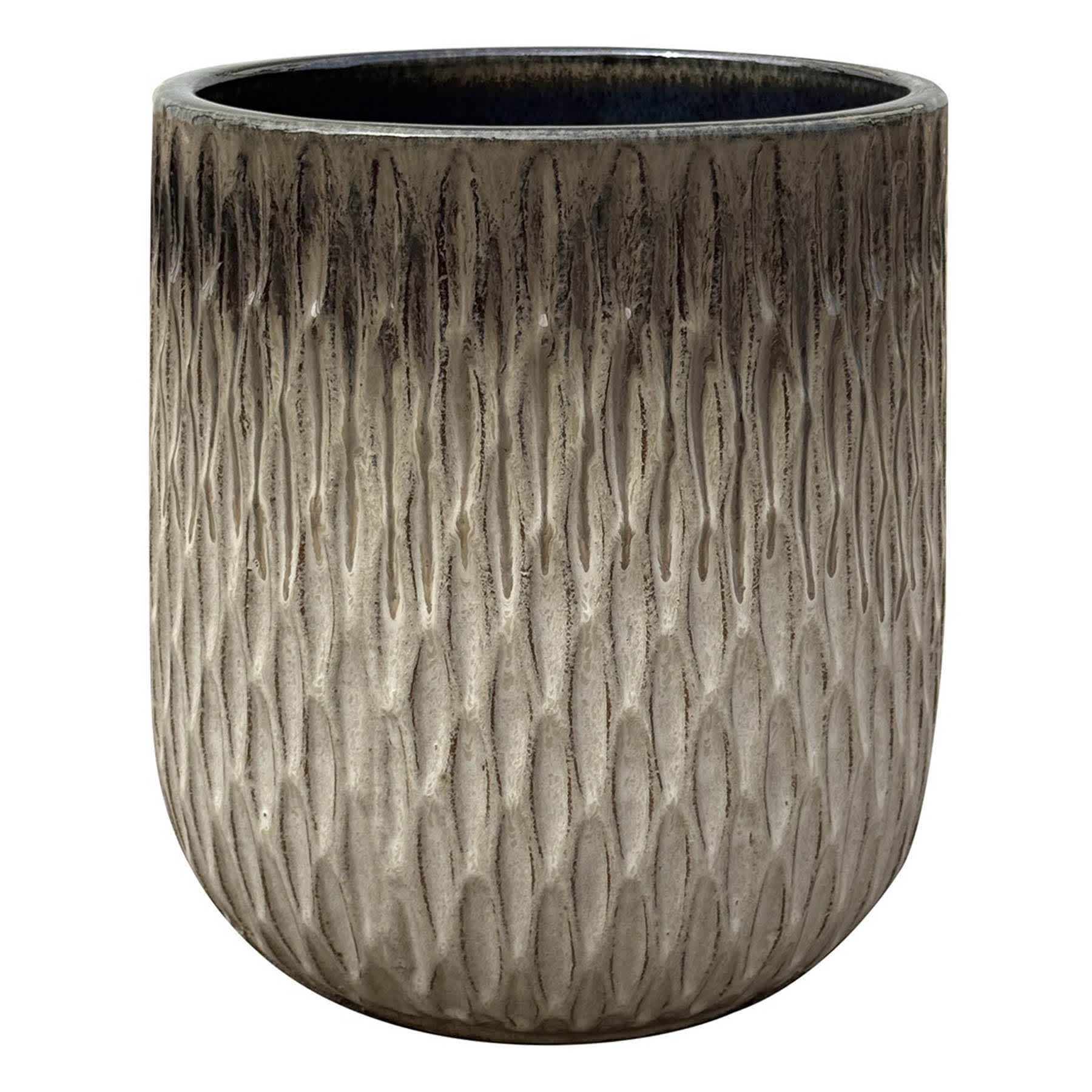 Honeybloom Neutral Two-Tone Sasha Ceramic Outdoor Planter, Medium
