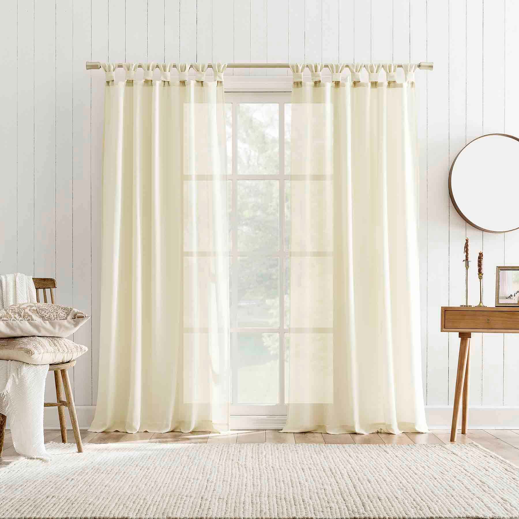Harrison Ivory Sheer Tab Loop Curtain Panel, 84"