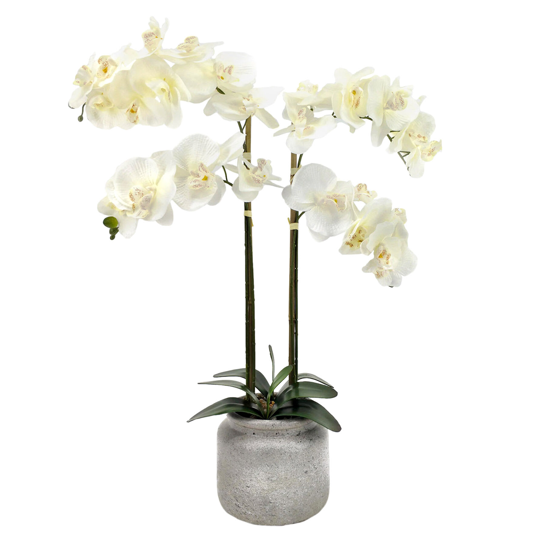 White Orchid Flower with Ceramic Planter, 28.5"