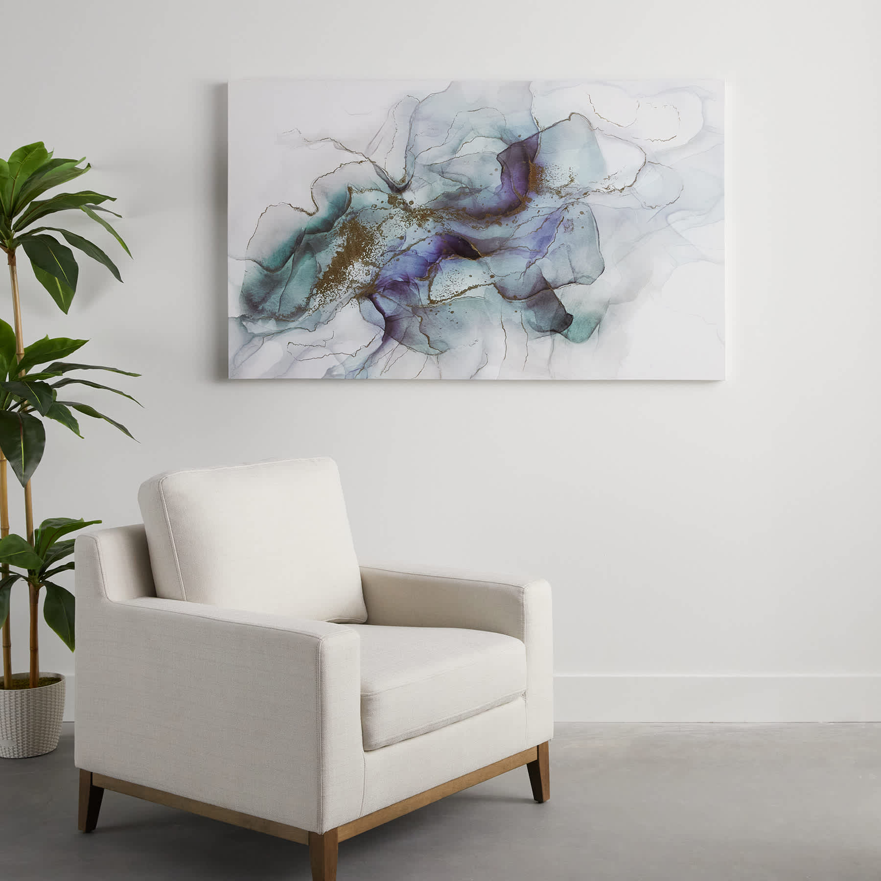 Teal Swirls Canvas Wall Art, 36x60